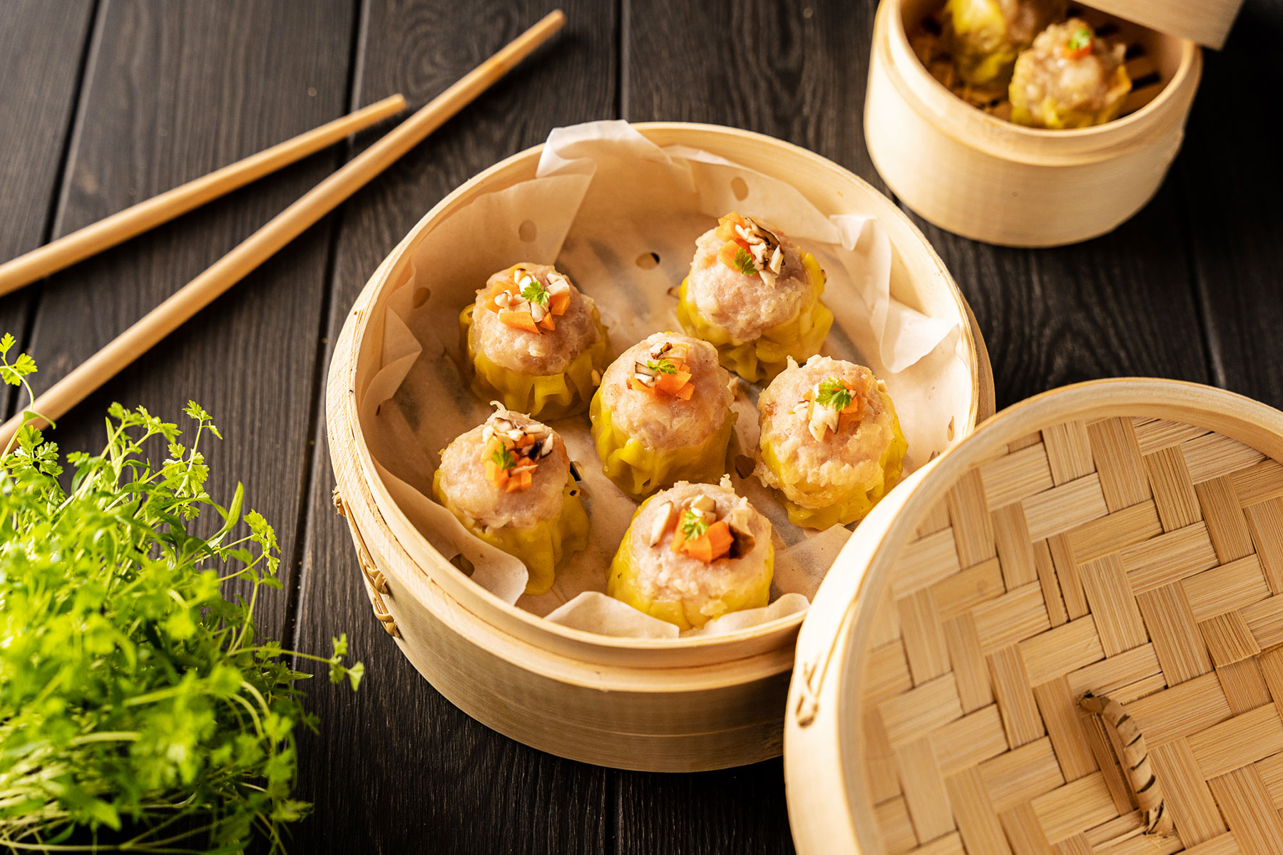 Shrimp dumplings using lab grown Shiok Meats. (Courtesy Shiok Meats)