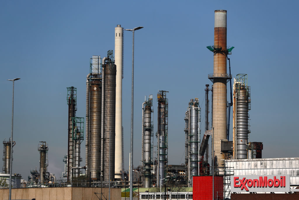 A general view of Exxon Mobil refinery in the Port of Rotterdam, Netherlands, on April 23, 2020. (Dean Mouhtaropoulos—Getty Images)