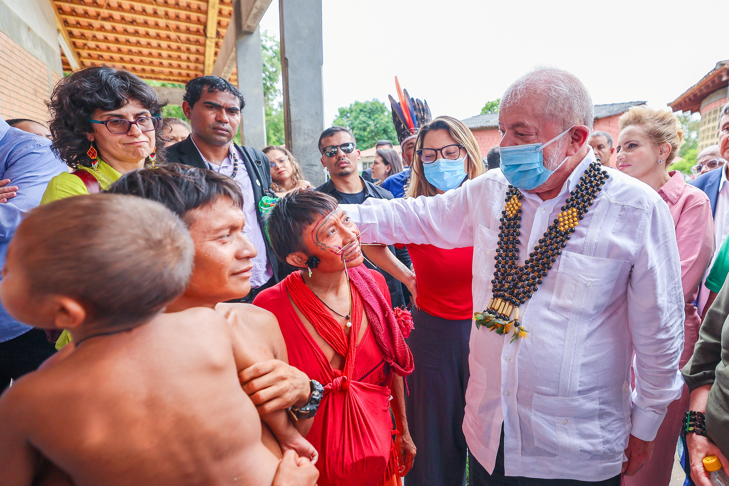 Brazilian President Luiz Inacio Lula da Silva looks on as he visits the Yanomami Indigenous Health House, CASA Yanomami, in Boa Vista, Roraima state, Brazil on Jan 21. (Ricardo Stuckert—Handout/Reuters)