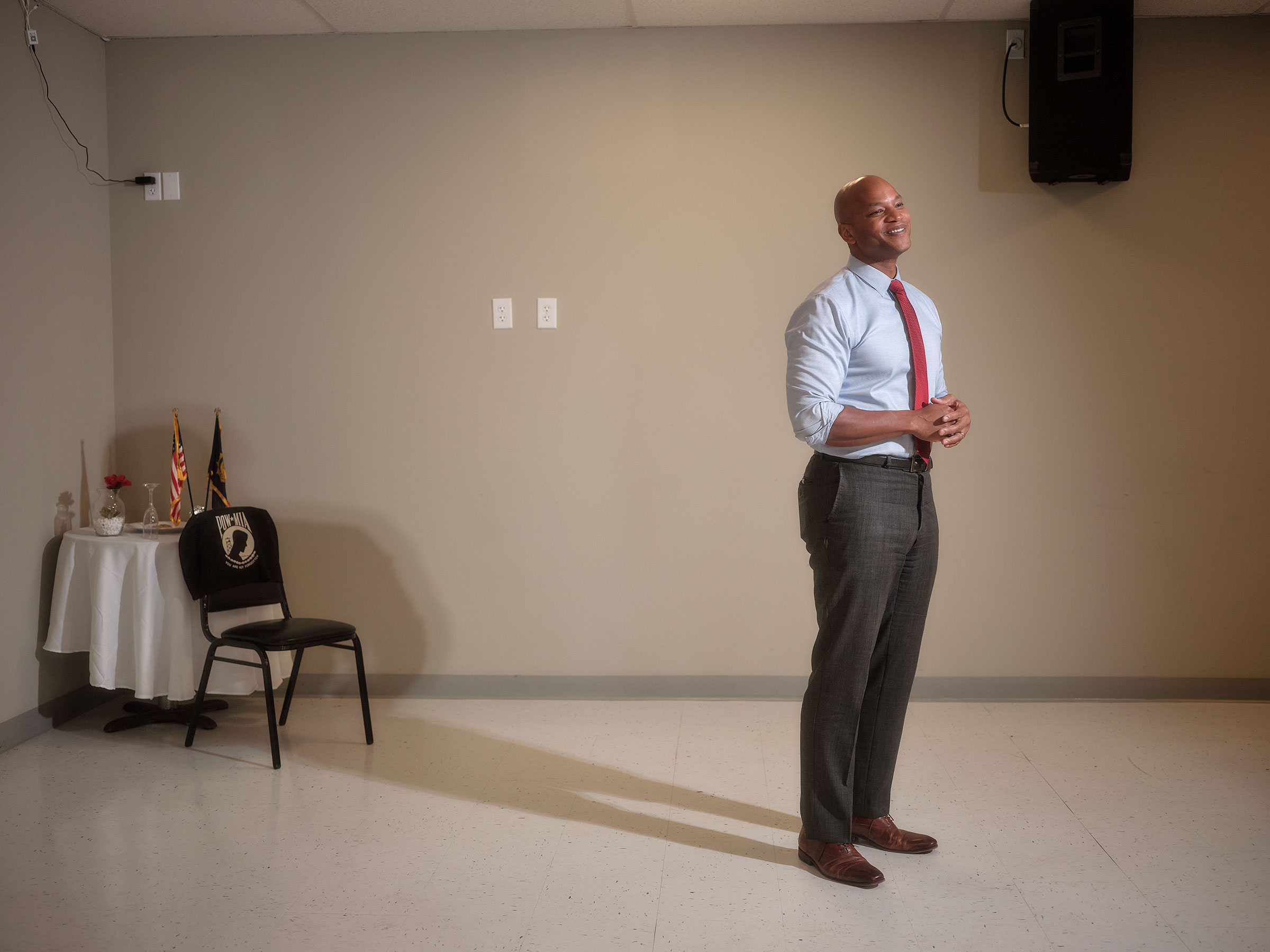 Wes Moore during a January visit to American legion post 77 in Easton, Md.