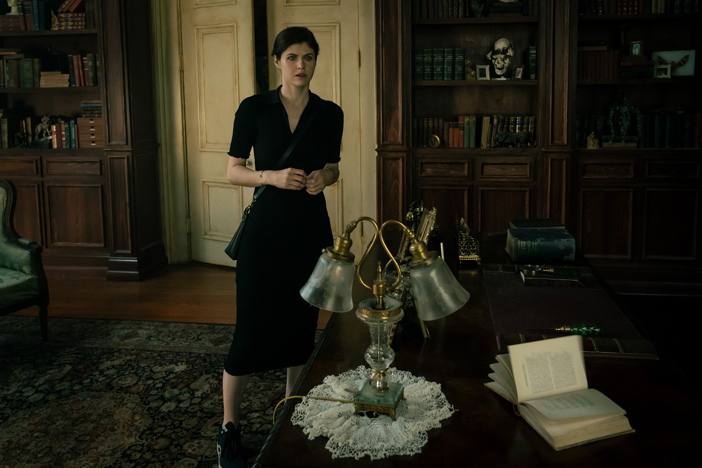 Alexandra Daddario as Dr. Rowan Fielding in AMC's <i>Mayfair Witches</i>. (Courtesy AMC)