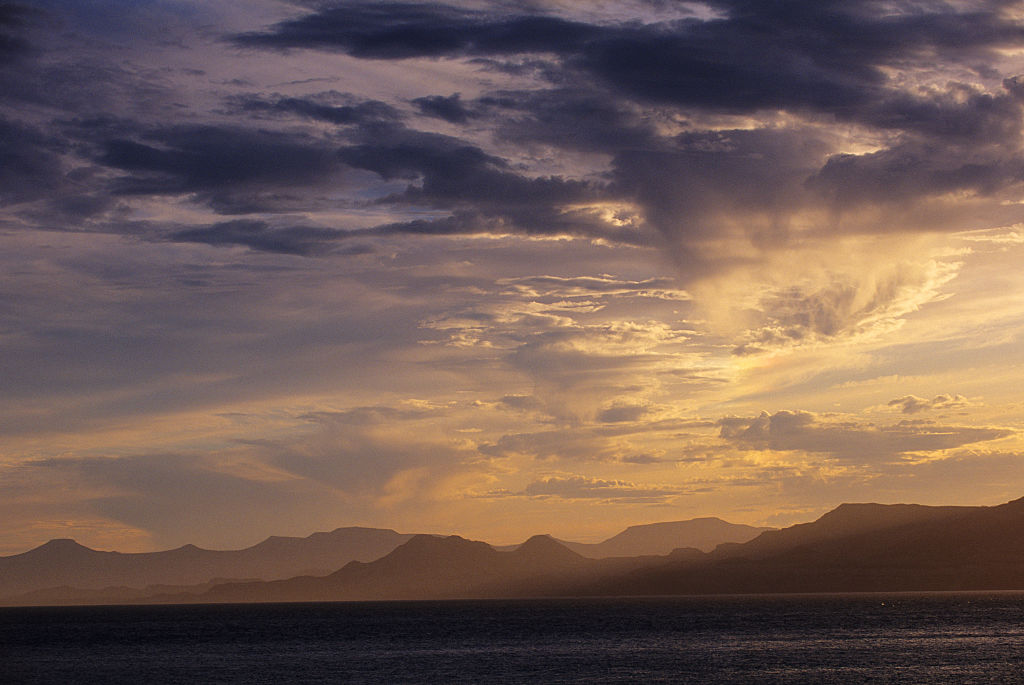 Sunset with beautiful cloud formations at San Francisco Island in the Sea of Cortez in Baja California, Mexico. (Wolfgang Kaehler/LightRocket—Getty Images)