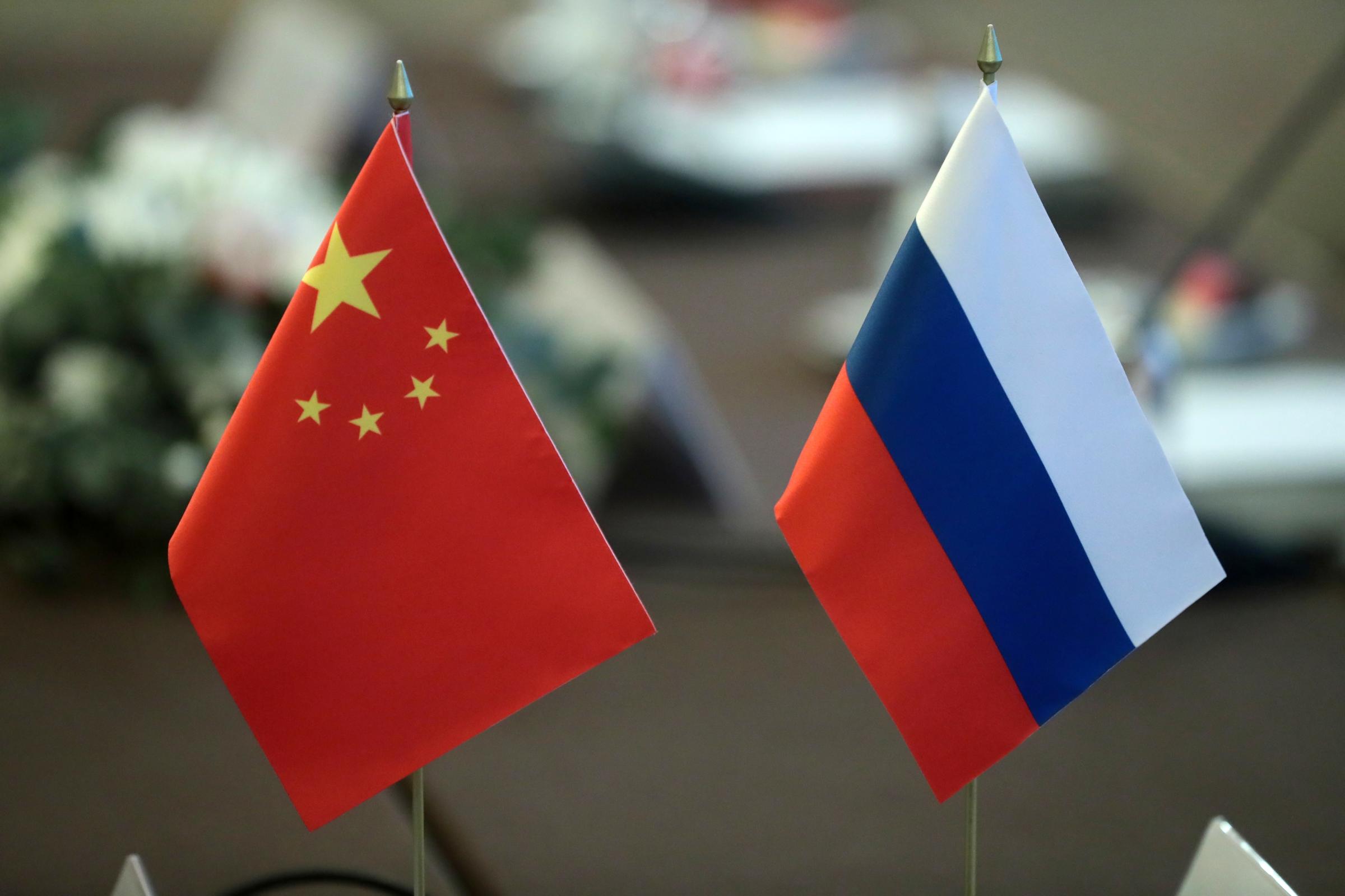 Russia China Flags