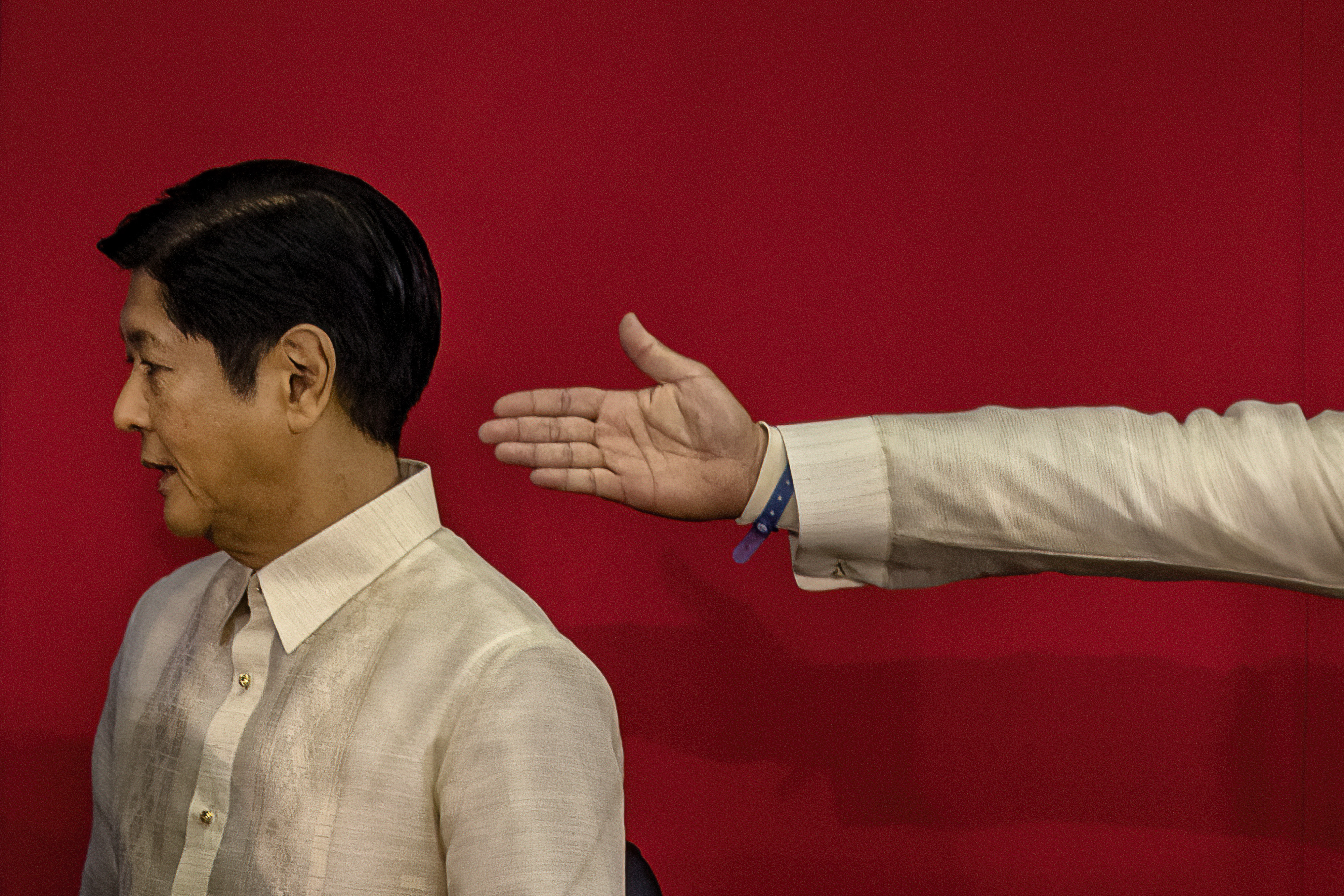 Philippine President Ferdinand "Bongbong" Marcos Jr. prepares to deliver his first State of the Nation Address in Manila on July 25, 2022. (Ezra Acayan—Getty Images)