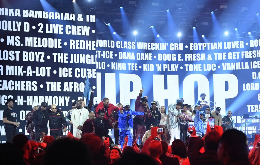 Rappers perform a tribute to hip hop at the 65th Annual Grammy Awards (Valerie Macon via Getty Images)