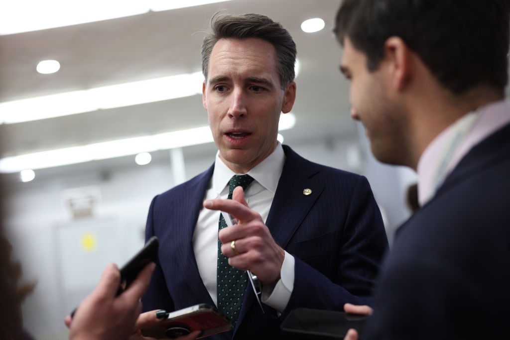 U.S. Sen. Josh Hawley (R-MO) talks to reporters on his way to the Senate weekly policy luncheons, at the U.S. Capitol on December 06, 2022 in Washington, DC. (Kevin Dietsch—Getty Images)