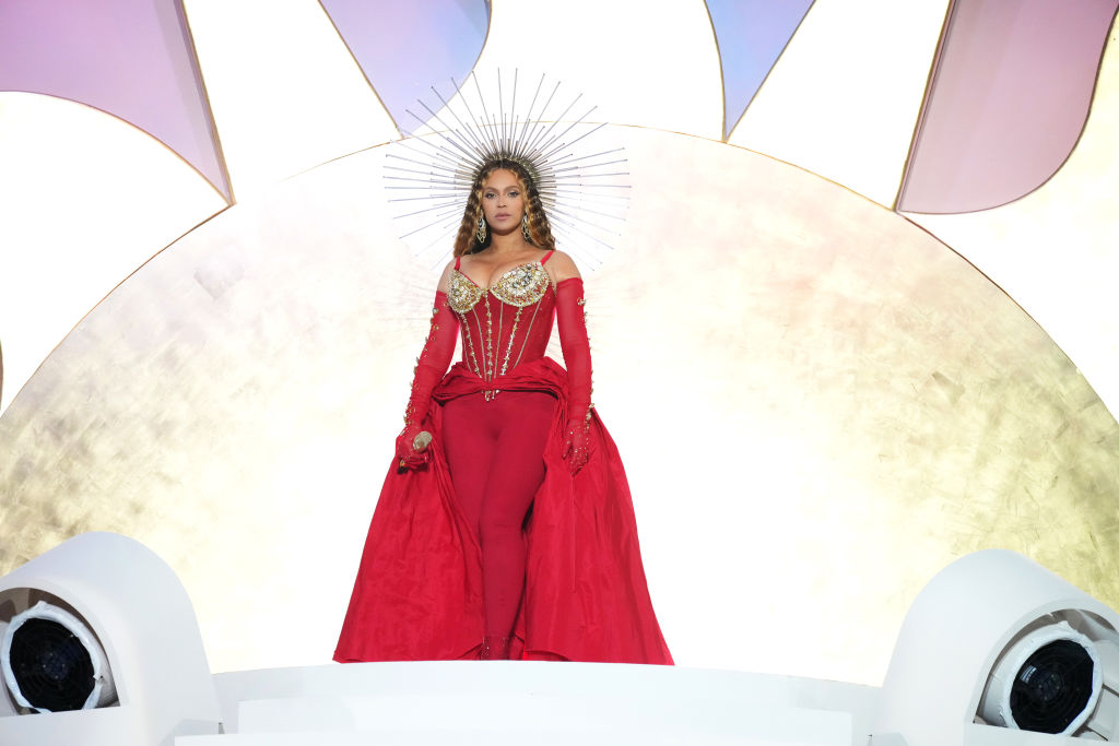 Beyoncé performs on stage at Dubai's new luxury hotel, Atlantis The Royal, on Jan. 21, 2023 (Kevin Mazur—Getty Images for Atlantis The Royal)