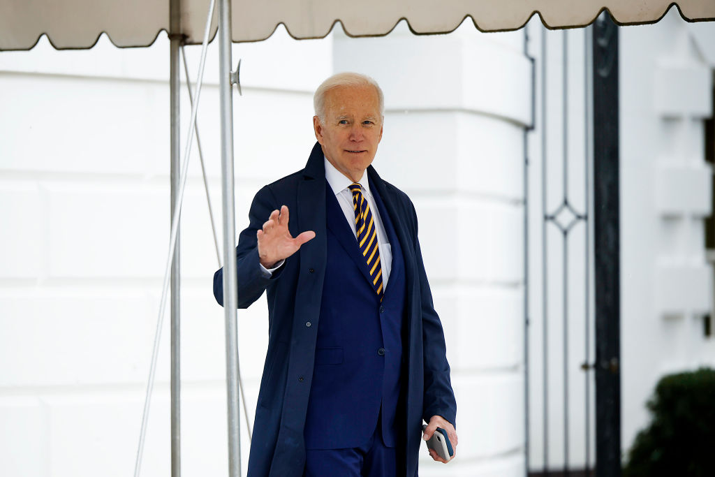 President Joe Biden steps out of the White House before boarding Marine One and departing on January 31, 2023 in Washington, DC. (Chip Somodevilla—Getty Images)