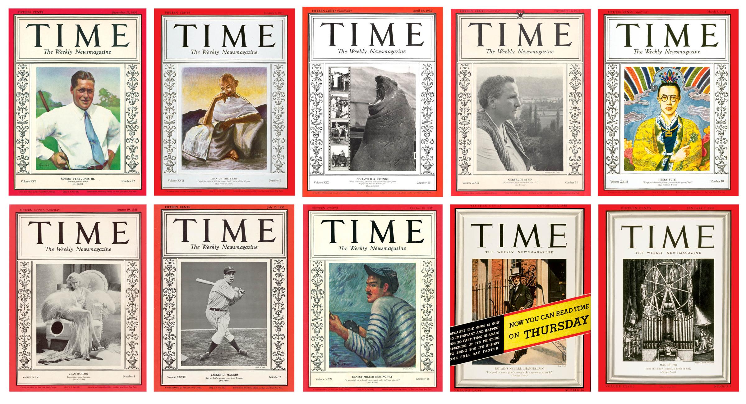 TIME cover decades 1930s