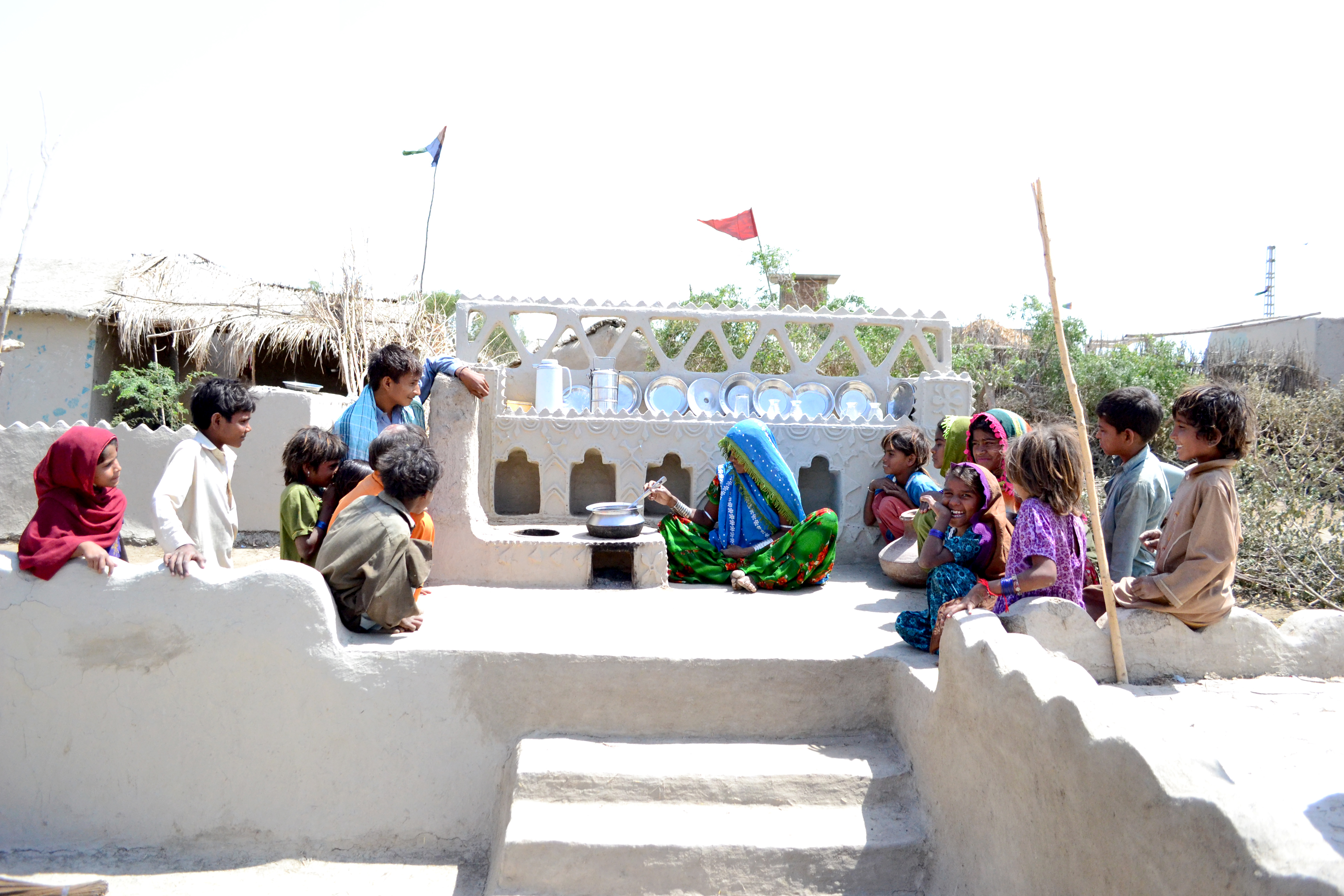 Villagers use a stove on a raised platform, designed by Lari (Heritage Foundation of Pakistan)