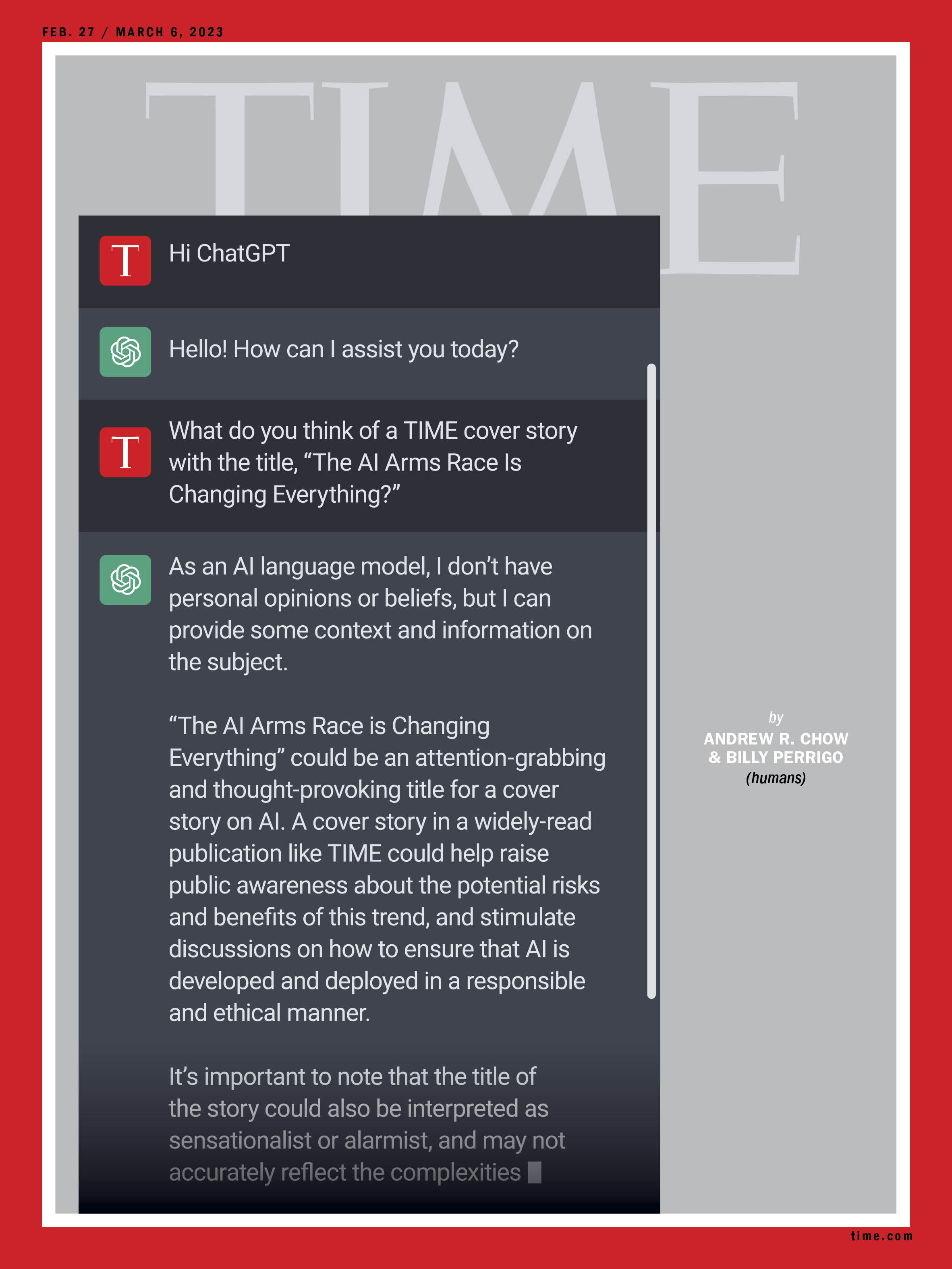 Чат-бот ChatGPT попал на обложку журнала Time