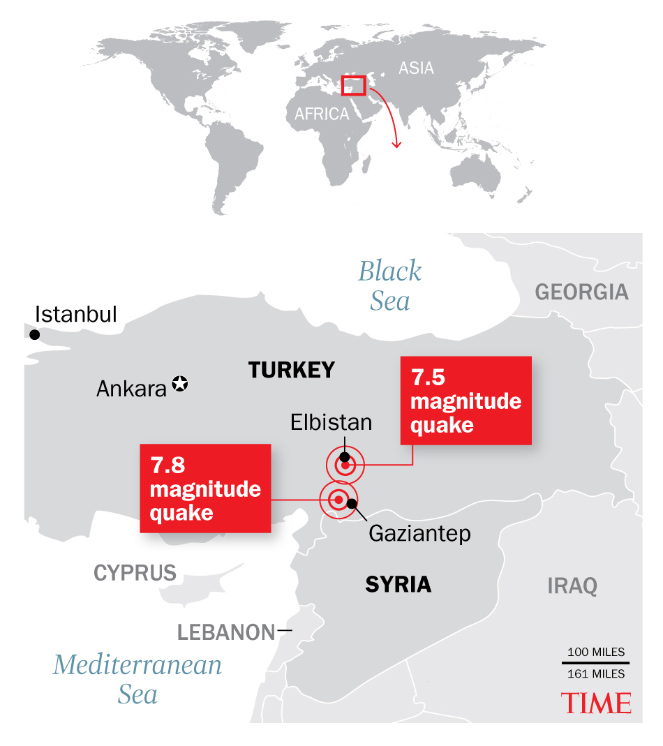 Turkey earthquakes map