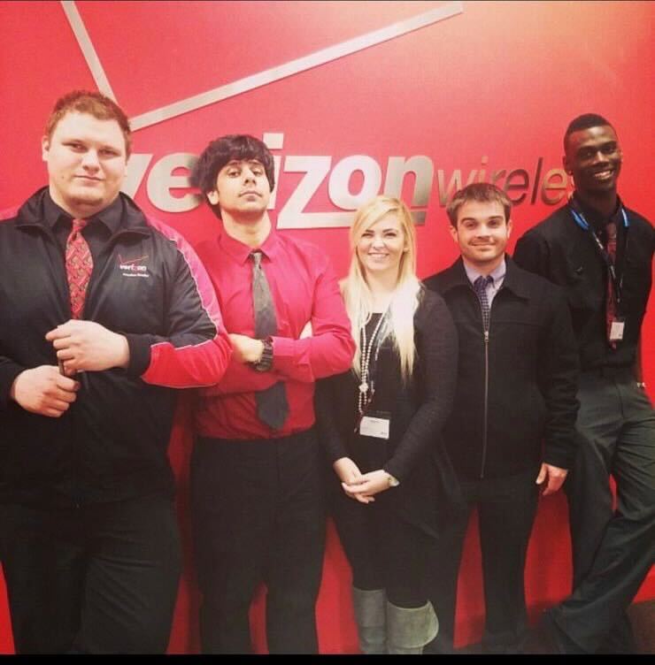 Sary Mansour (second from left) and Tire Nichols (far right) are pictured with their colleagues while working on a Verizon story in Memphis.  (Sary Mansur)