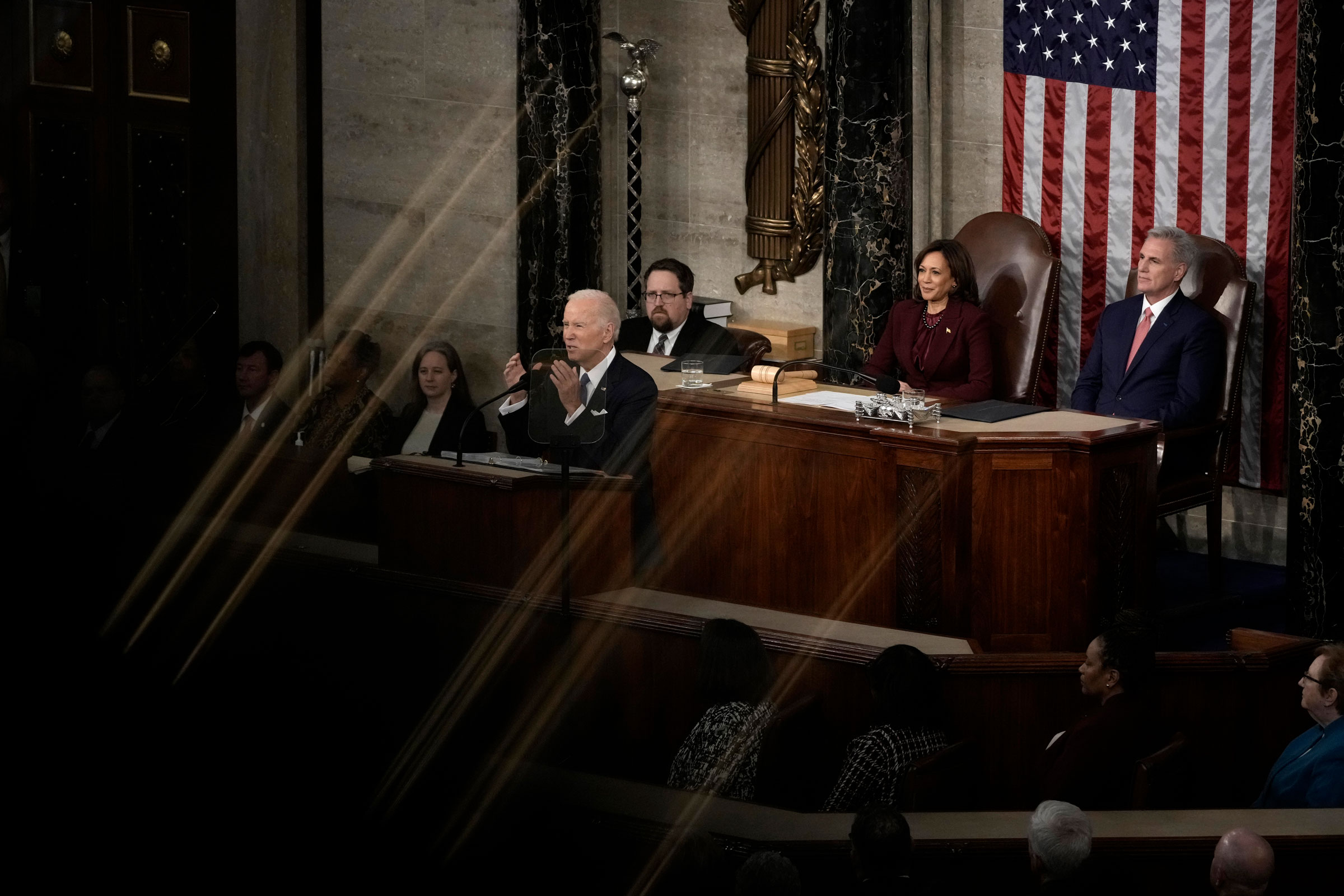 U.S. President Joe Biden delivers his State of the Union address during a joint meeting of Congress in the House Chamber of the U.S. Capitol in Washington, D.C., on Feb. 7, 2023. (Drew Angerer—Getty Images)
