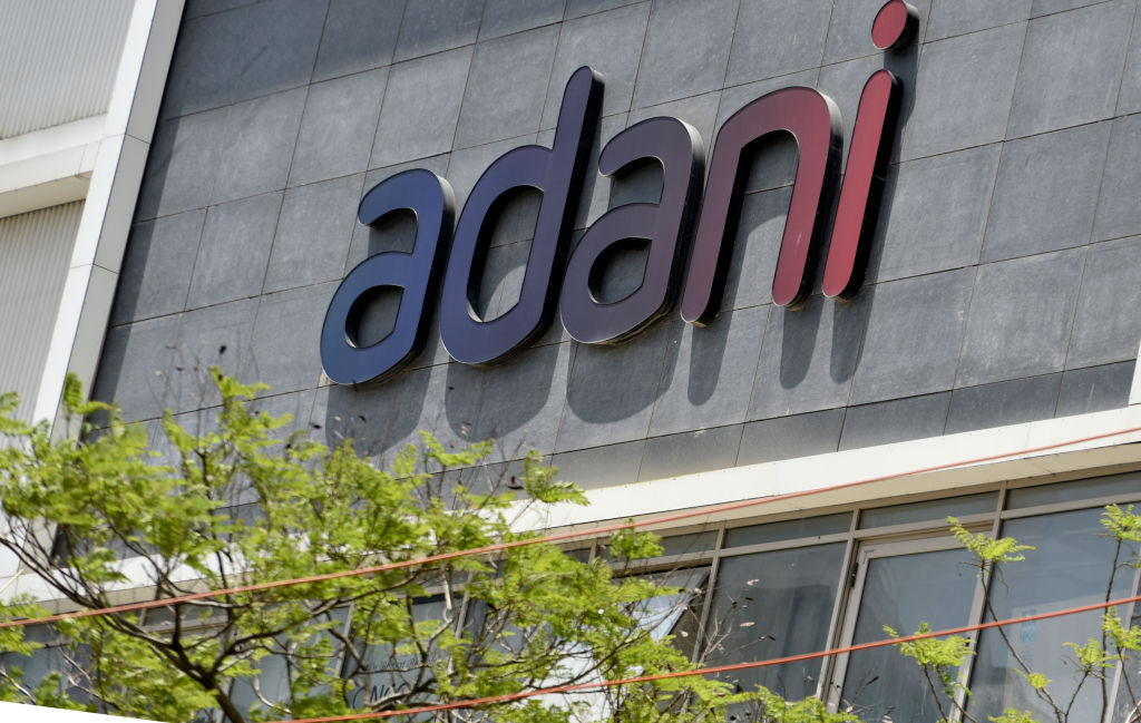 Adani signage is seen in Mumbai, 26 August, 2022. (Indranil Aditya/NurPhoto—Getty Images)