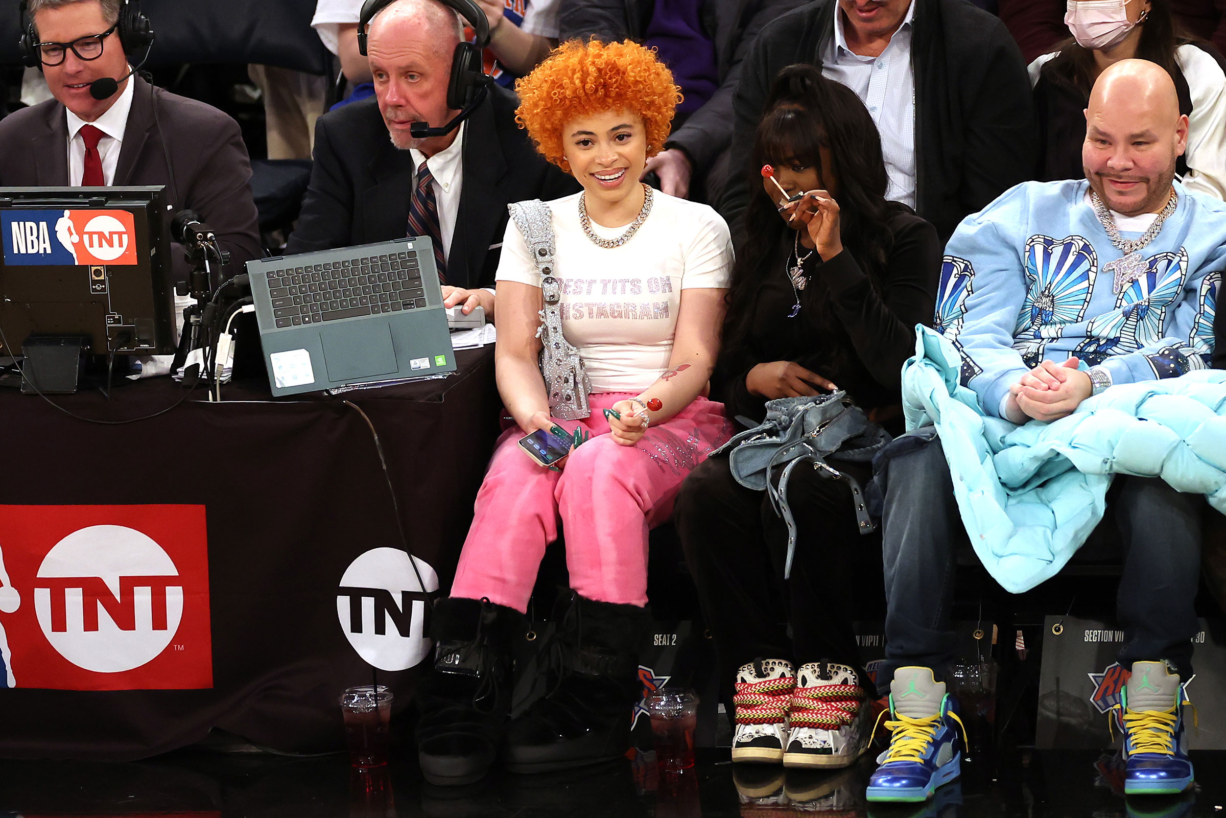 Ice Spice watches the New York Knicks play the Golden State Warriors at Madison Square Garden on Dec. 20, 2022 in New York City. (Sarah Stier—Getty Images)