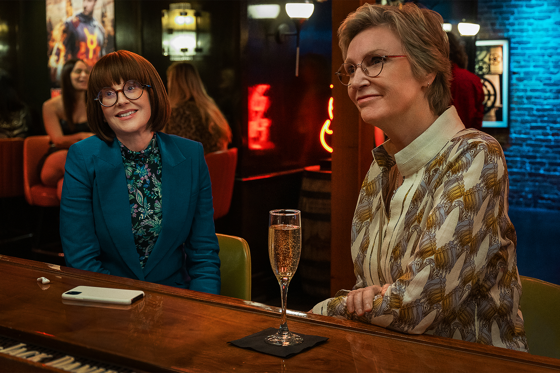 Megan Mullally, left, and Jane Lynch in <i>Party Down</i> (Colleen Hayes—Starz)