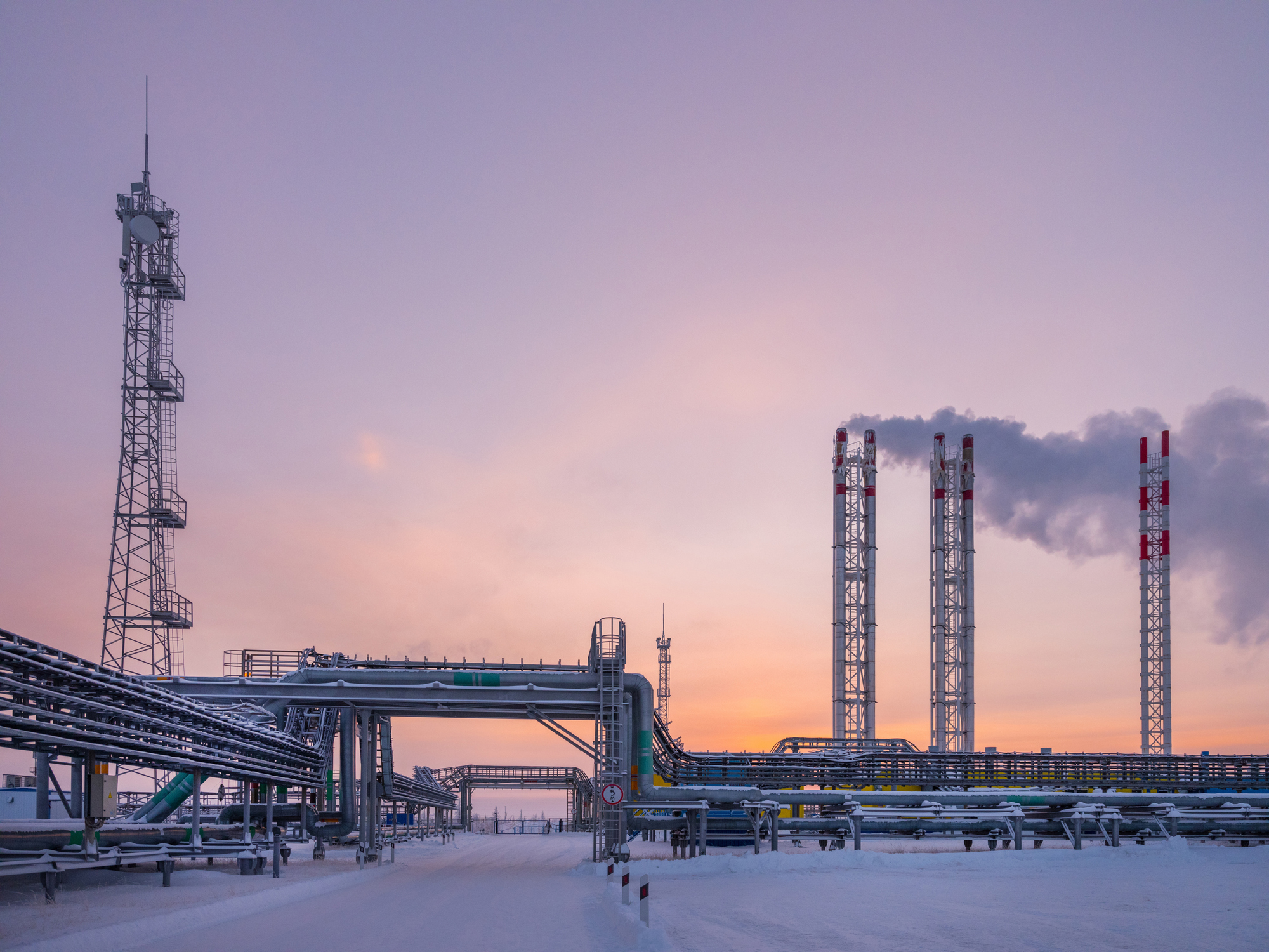 Natural gas production and processing near Novy Urengoi, Russia. (Frank Herfort—Getty Images)