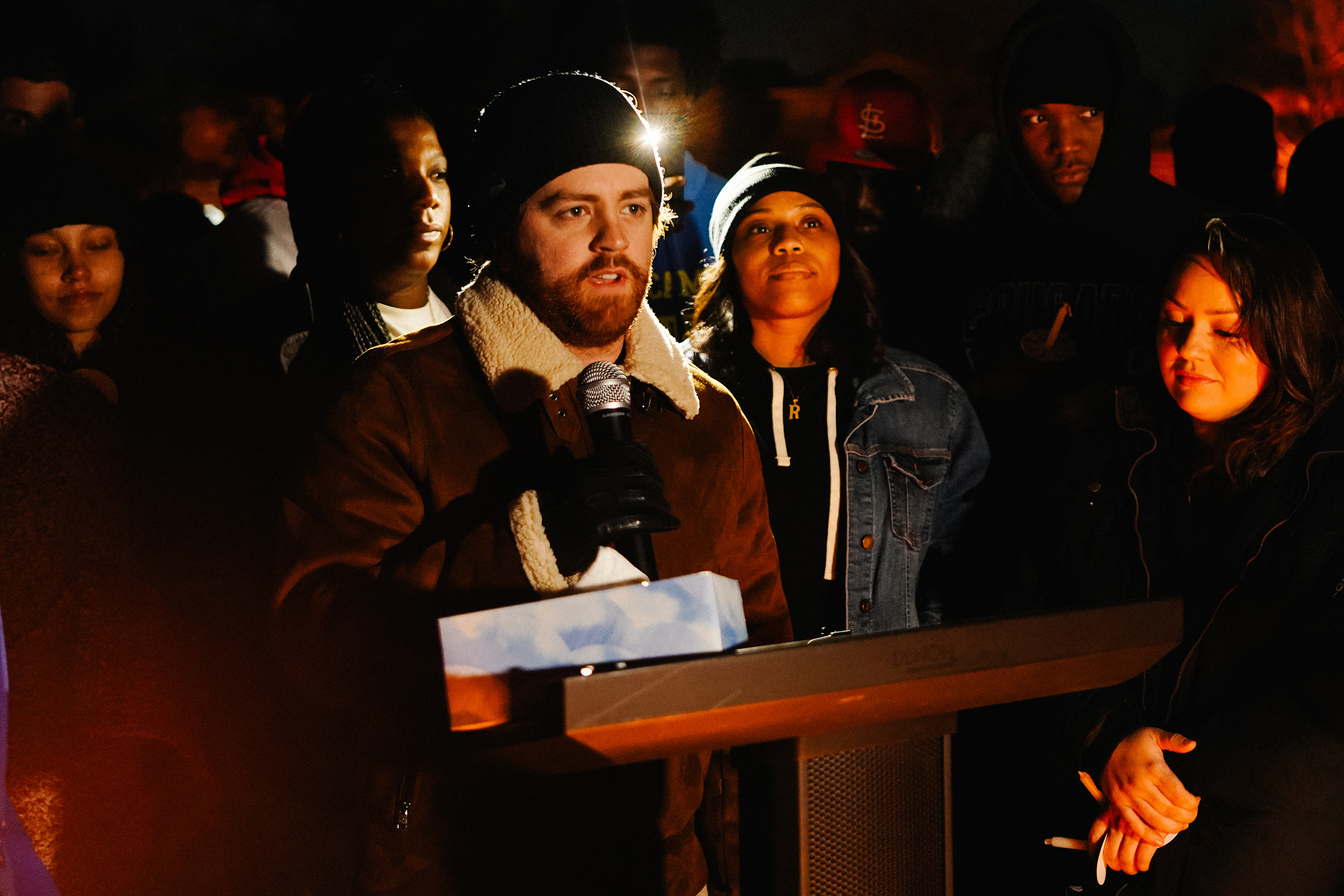 Ryan Wilson, a friend of Nichols, speaks during the vigil in Sacramento. (Mark Dillon for TIME)