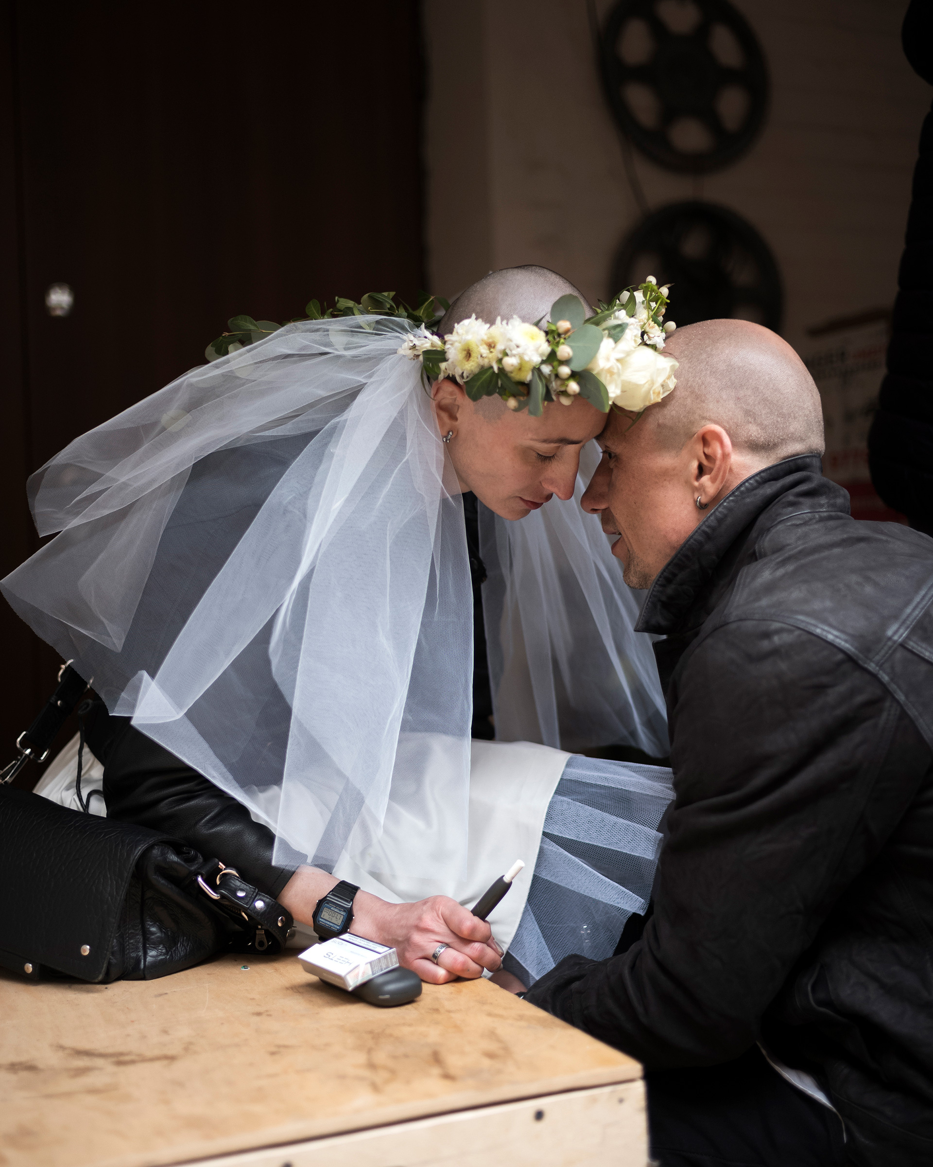 Volunteer doctors Anastsia Hraczow and Anton Sokolow marry in Kharkiv, Ukraine on April 3, 2022. During the reception, Ukrainian poet Serhiy Zhadan described the couple as "strong and brave young people whose love resist the dark reality around."