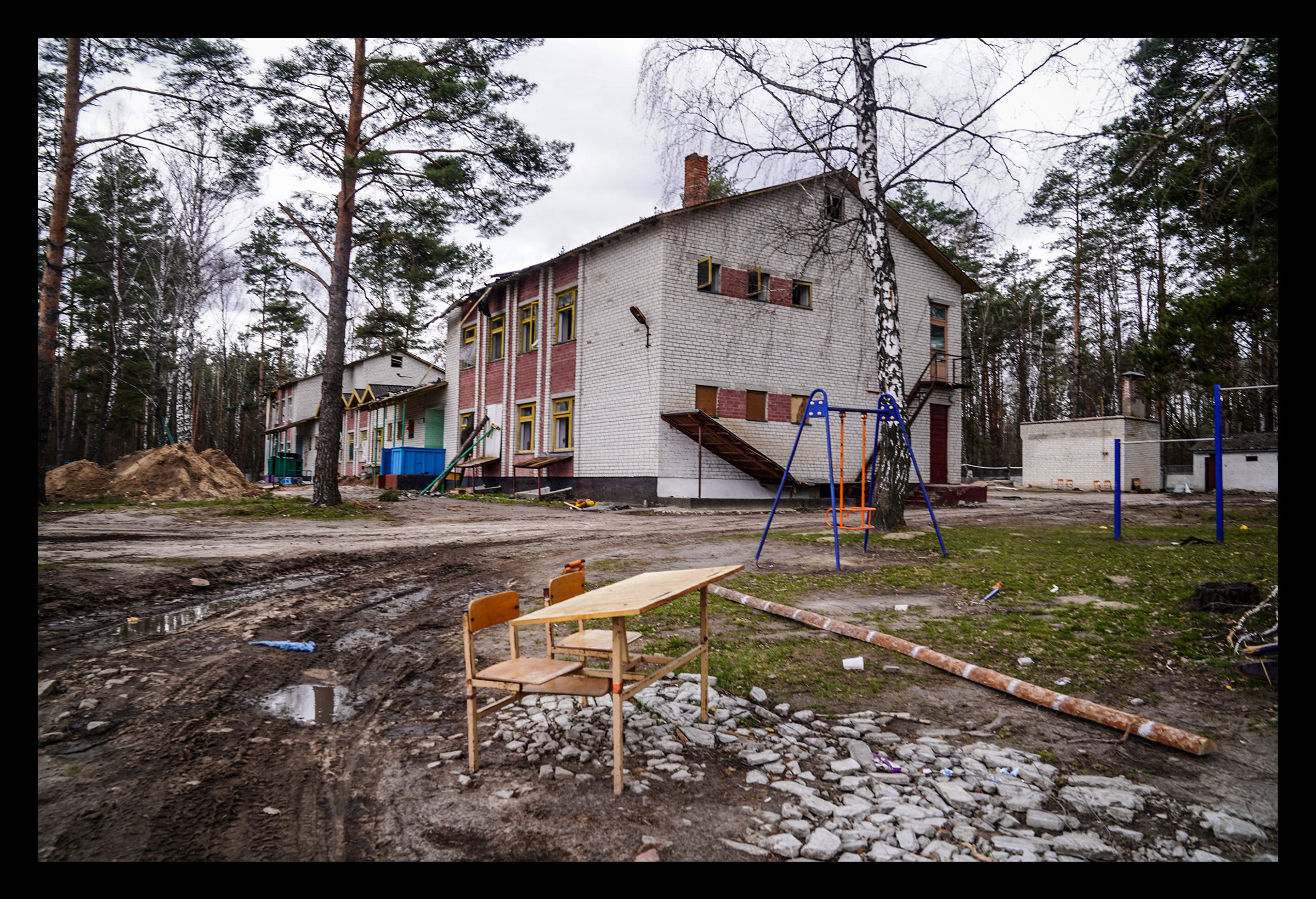 The school beneath which Yahidne residents were held captive (Andrii Bashtovyi—The Reckoning Project)