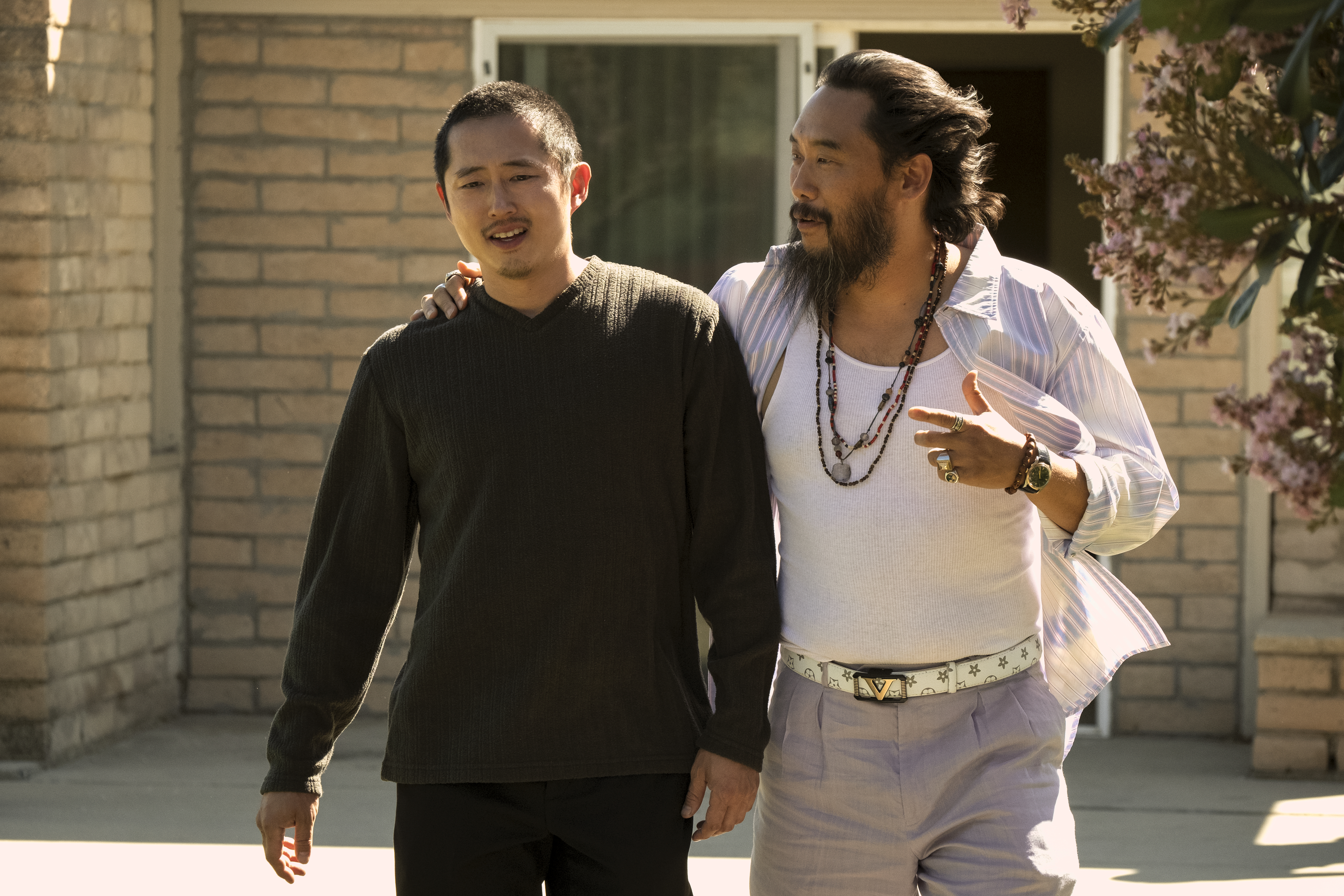 Steven Yeun, left, and David Choe in <i>BEEF</i> (Andrew Cooper—Netflix)