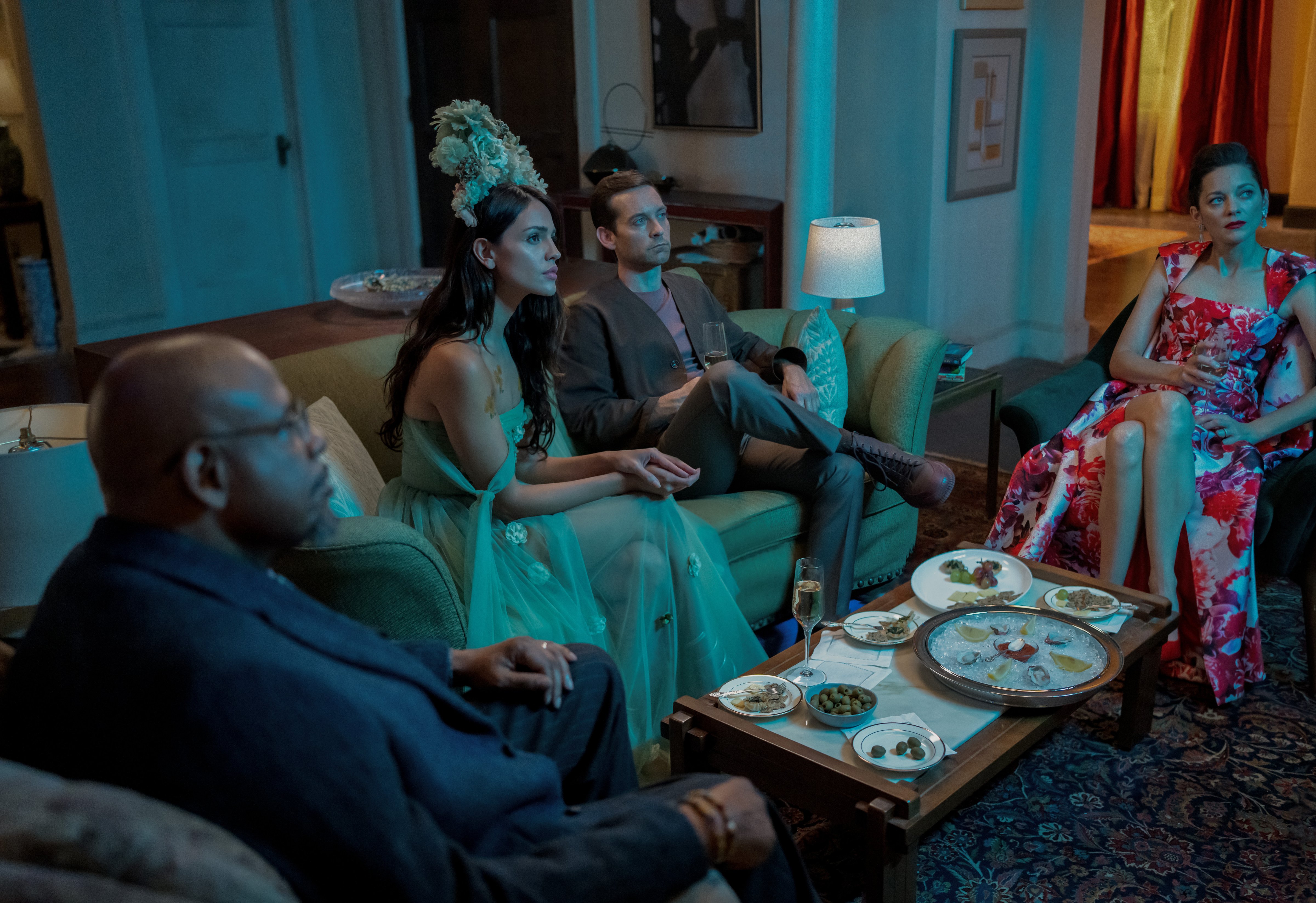 From left: Forest Whitaker, Eiza González, Tobey Maguire and Marion Cotillard in <i>Extrapolations</i> (Apple TV+)