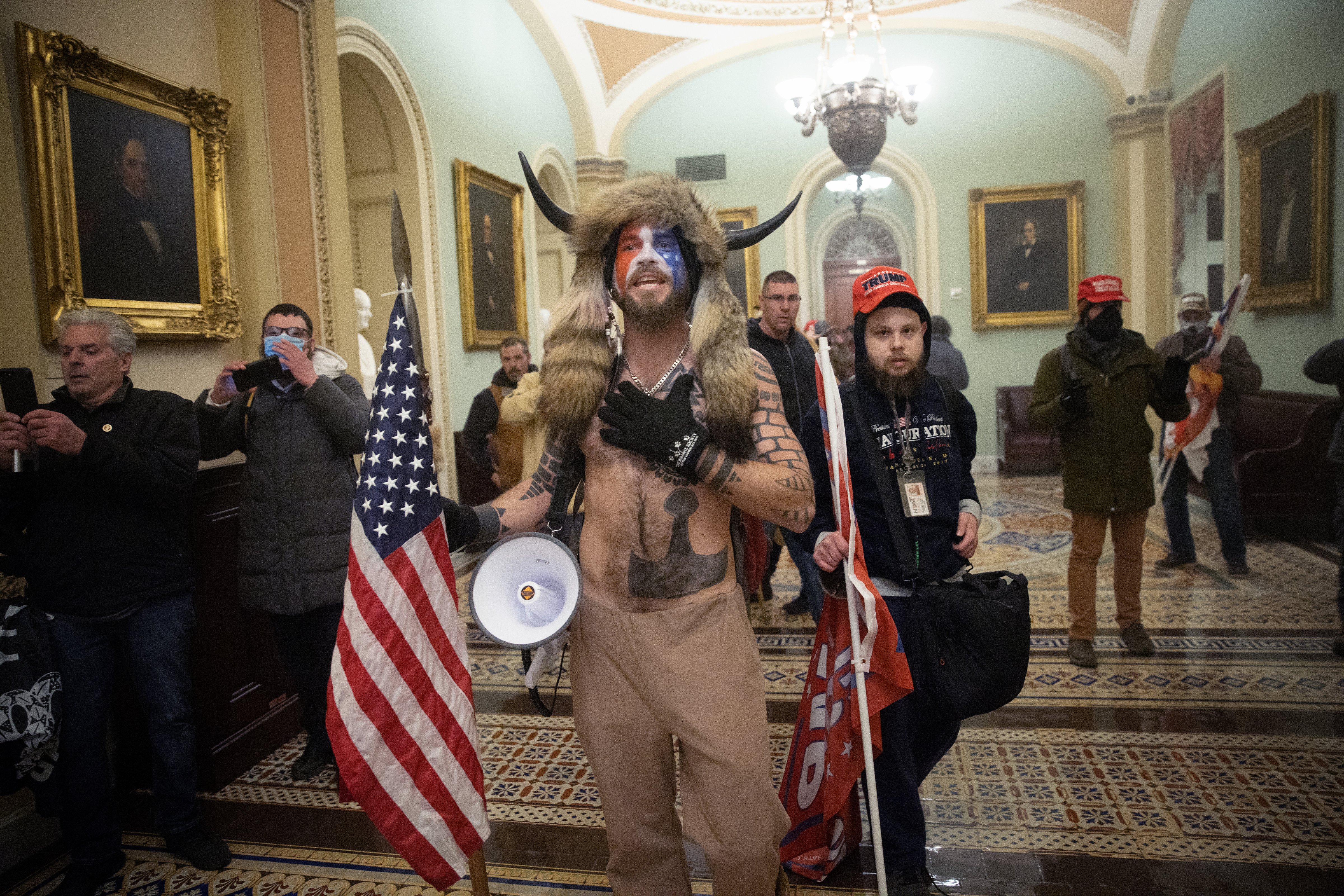 A pro-Trump mob confronts U.S. Capitol police outside the Senate chamber of the U.S. Capitol Building on January 06, 2021 in Washington, DC. (Win McNamee–Getty Images)
