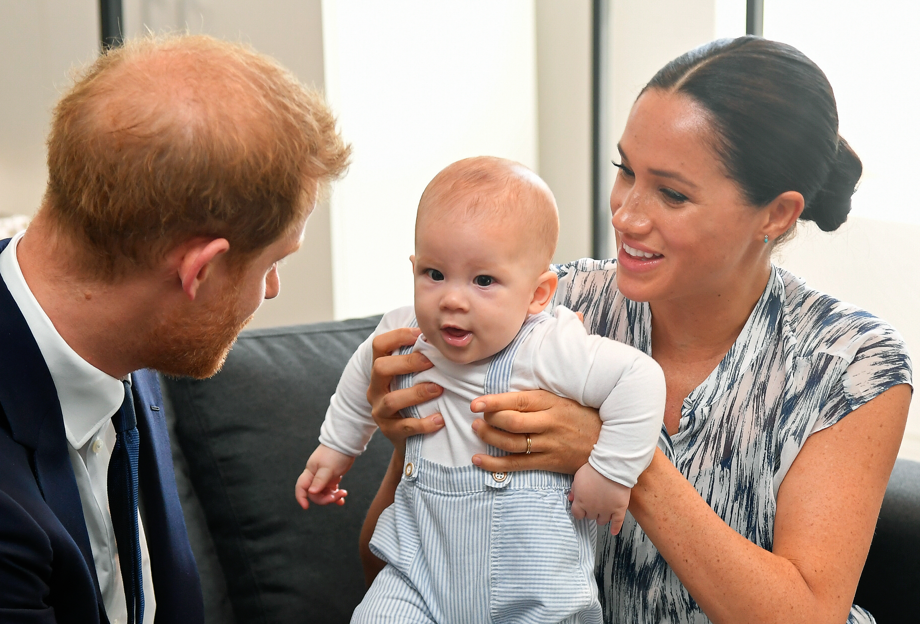 Prince Harry, Duke of Sussex, Meghan, Duchess of Sussex, and their baby son Archie Mountbatten-Windsor in South Africa, Sept. 25, 2019. (Samir Hussein—WireImage/AP)