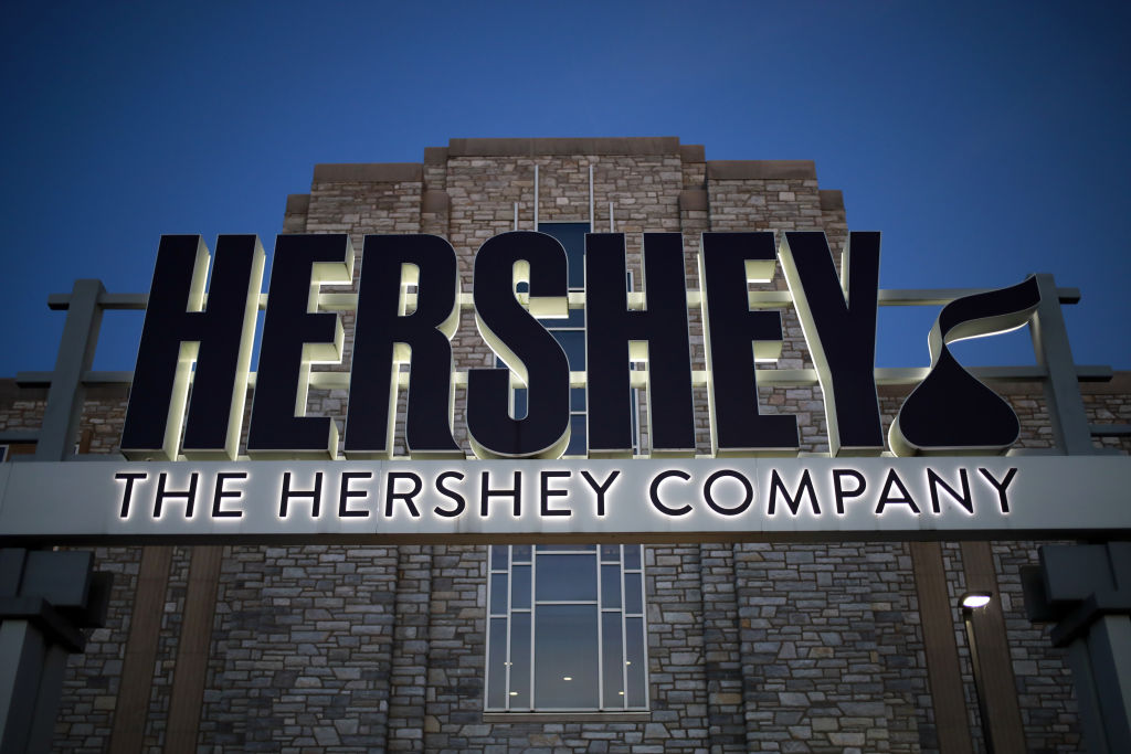 Hershey signage in Hershey, Penn. (Luke Sharrett–Bloomberg/Getty Images)
