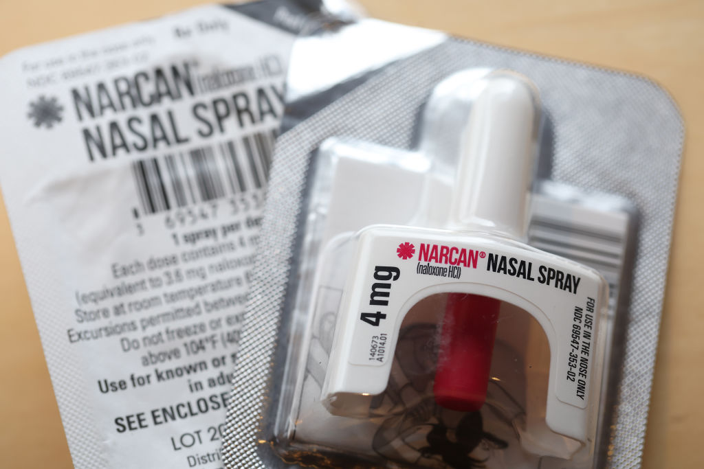 A package of Narcan nasal spray in San Francisco, on March 29, 2023.