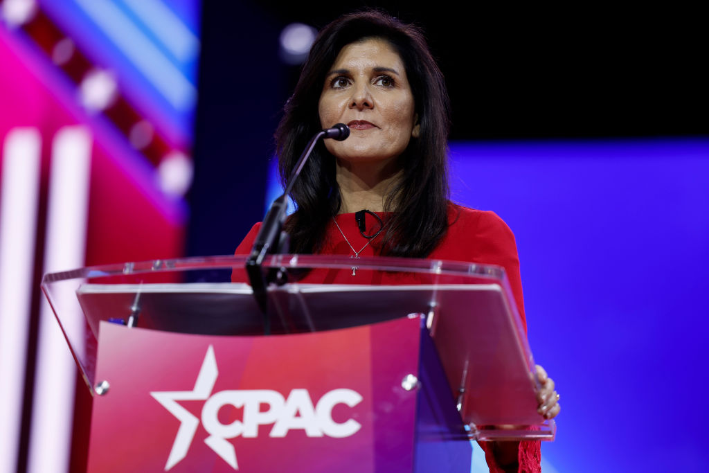 Republican presidential candidate Nikki Haley speaks during the annual Conservative Political Action Conference (CPAC) at the Gaylord National Resort Hotel And Convention Center on March 3, 2023 in National Harbor, Maryland. (Anna Moneymaker–Getty Images)