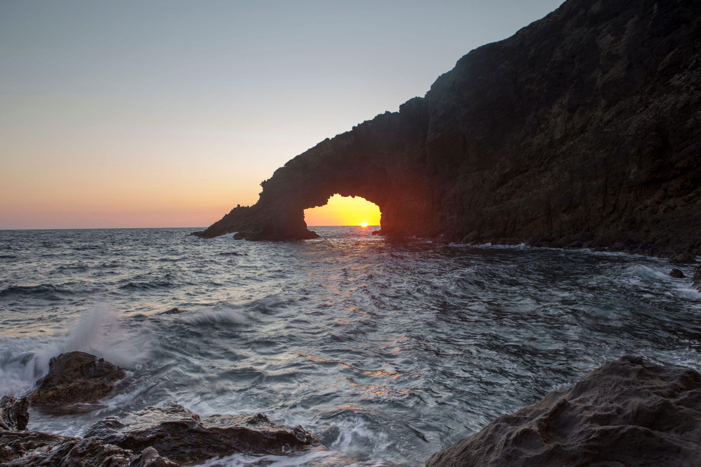 Arco dell’Elefante rock formation in Pantelleria, Italy.