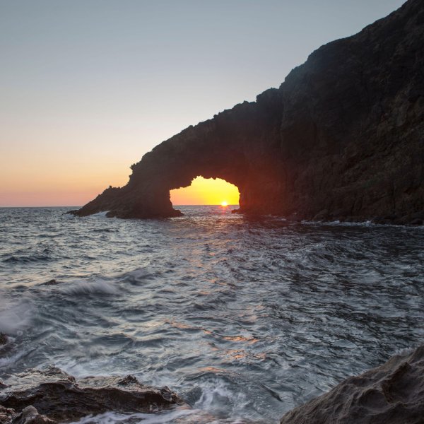 Arco dell’Elefante rock formation in Pantelleria, Italy.