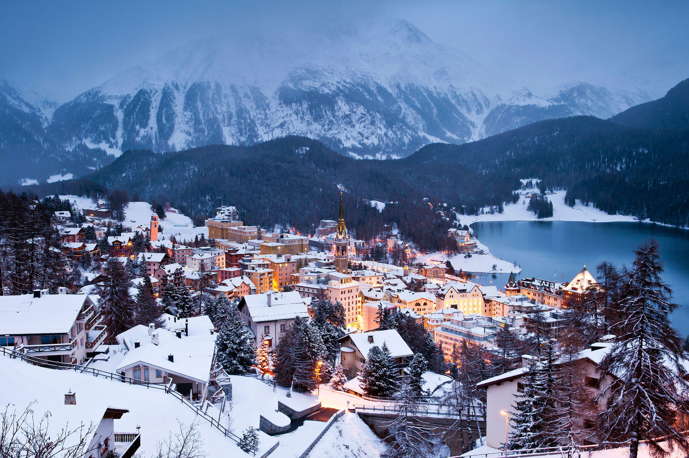 Winter view of St. Moritz, Switzerland.