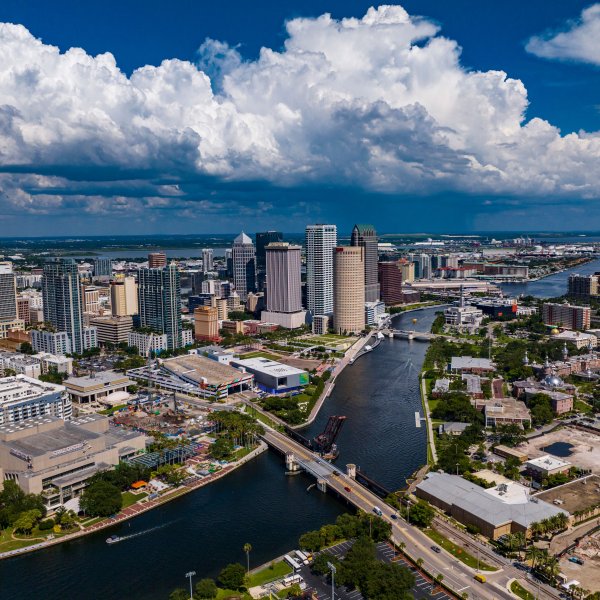 View of the Tampa Bay skyline, Florida.