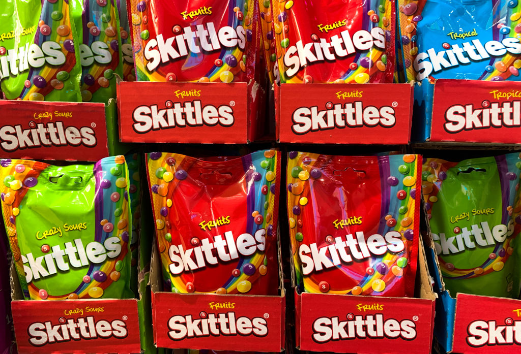 Skittles candies are seen in the shop in Milan, Italy on October 6, 2021. (Jakub Porzycki—NurPhot/Getty Images)