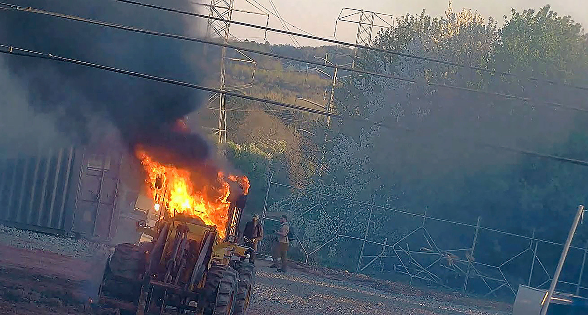 Construction equipment set on fire on March 4, 2023 by a group protesting the planned public safety training center, according to police. (Atlanta Police Department/AP)
