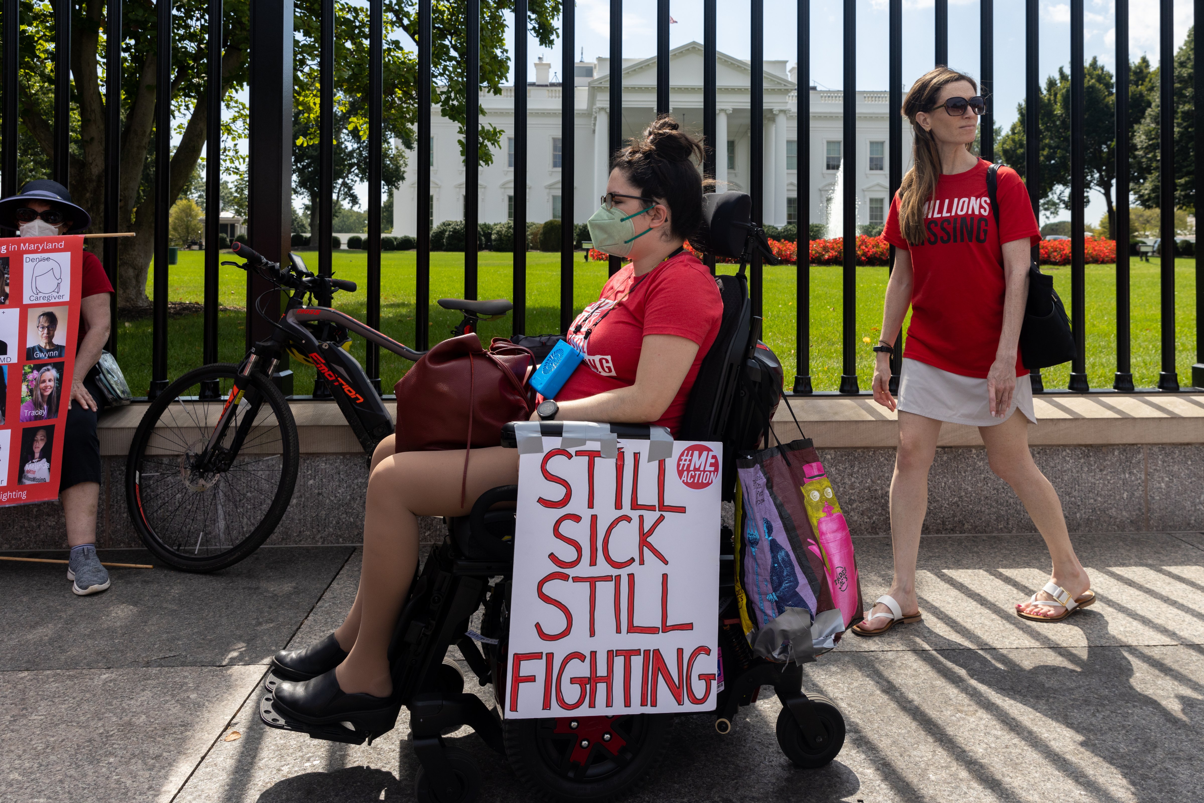Protestors march outside the White House to call attention to those suffering from Long COVID and ME/CFS on Sept. 19th, 2022. (Nathan Posner/Anadolu Agency—Getty Images)
