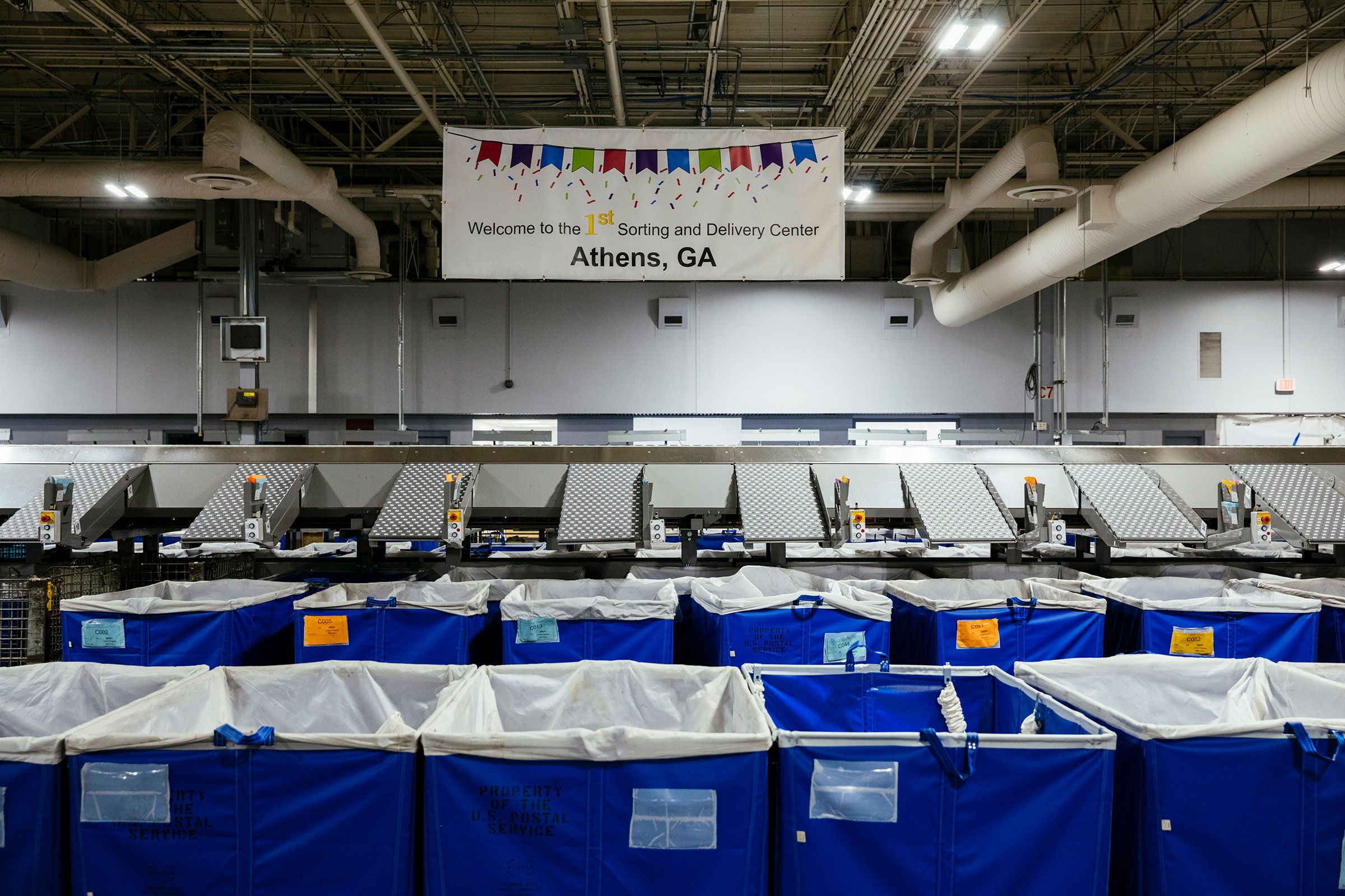 Efforts to modernize an existing mail hub has already begun at the first Sorting and Delivery Center in Athens, Georgia February 3, 2023. United States Postmaster General Louis DeJoy plans to modernize the outdated postal system.Photo by Kendrick Brinson