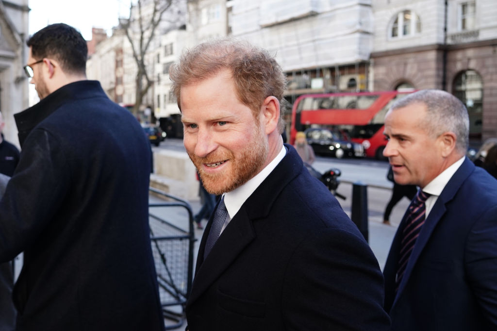 The Duke of Sussex arrives at the Royal Courts Of Justice, central London, ahead of a hearing claim over allegations of unlawful information gathering brought against Associated Newspapers Limited (ANL) by seven people. Picture date: Monday March 27, 2023. (Jordan Pettitt—PA Images/ Getty Images)