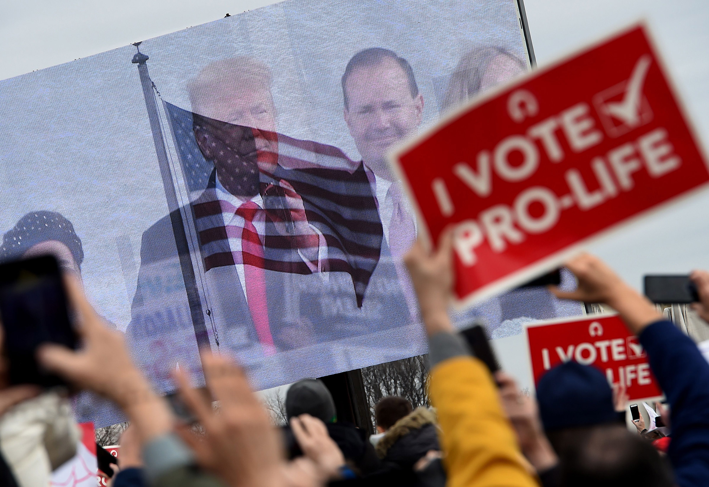 Pro-life demonstrators listen to President Donald Trump at the 47th annual "March for Life" in Washington, D.C., on Jan. 24, 2020. (Olivier Douliery—AFP/Getty Images)
