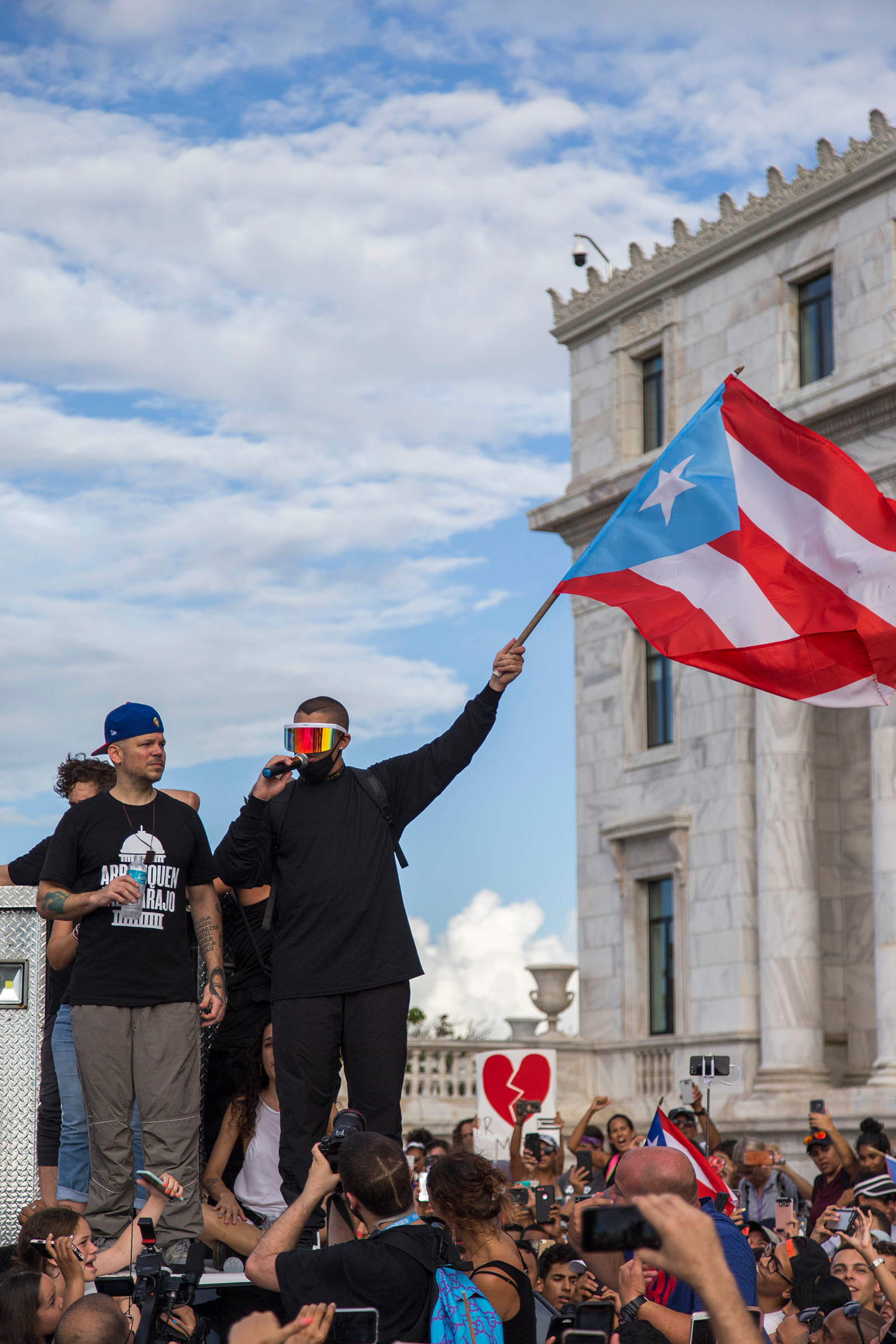 At a protest against Puerto Rico governor Rosselló in San Juan on July 17, 2019 (Copyright 2019 The Associated Press. All rights reserved)