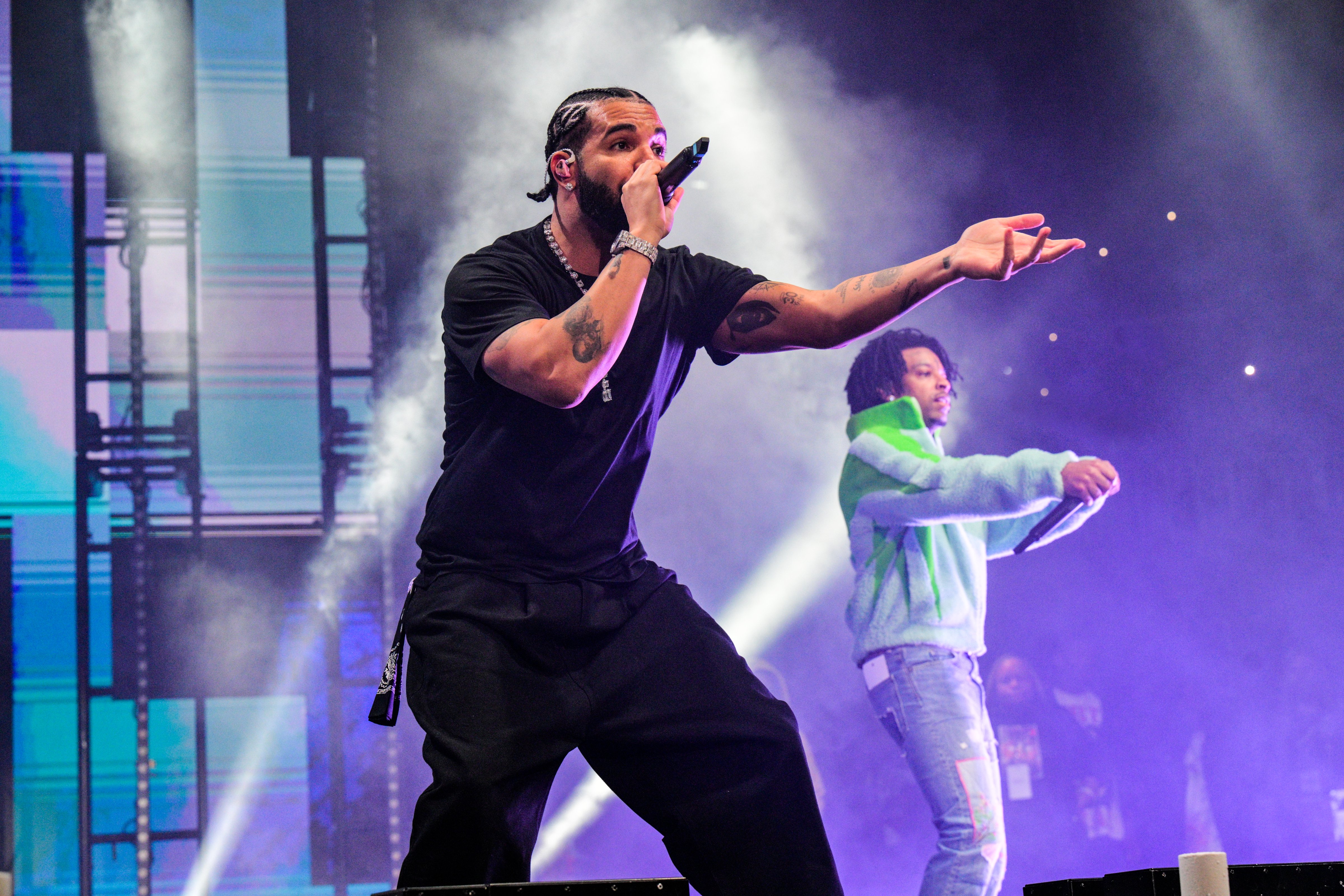 Drake and 21 Savage perform onstage (Prince Williams/Wireimage)