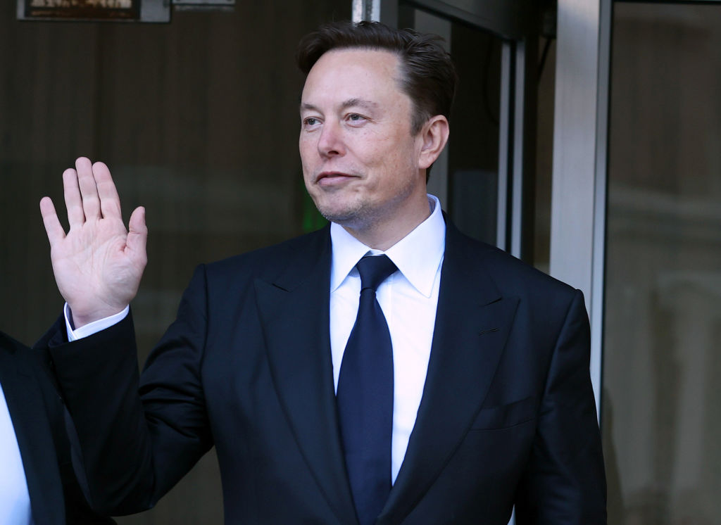 Tesla CEO Elon Musk leaves the Phillip Burton Federal Building on January 24, 2023 in San Francisco, California. (Justin Sullivan/Getty Images)