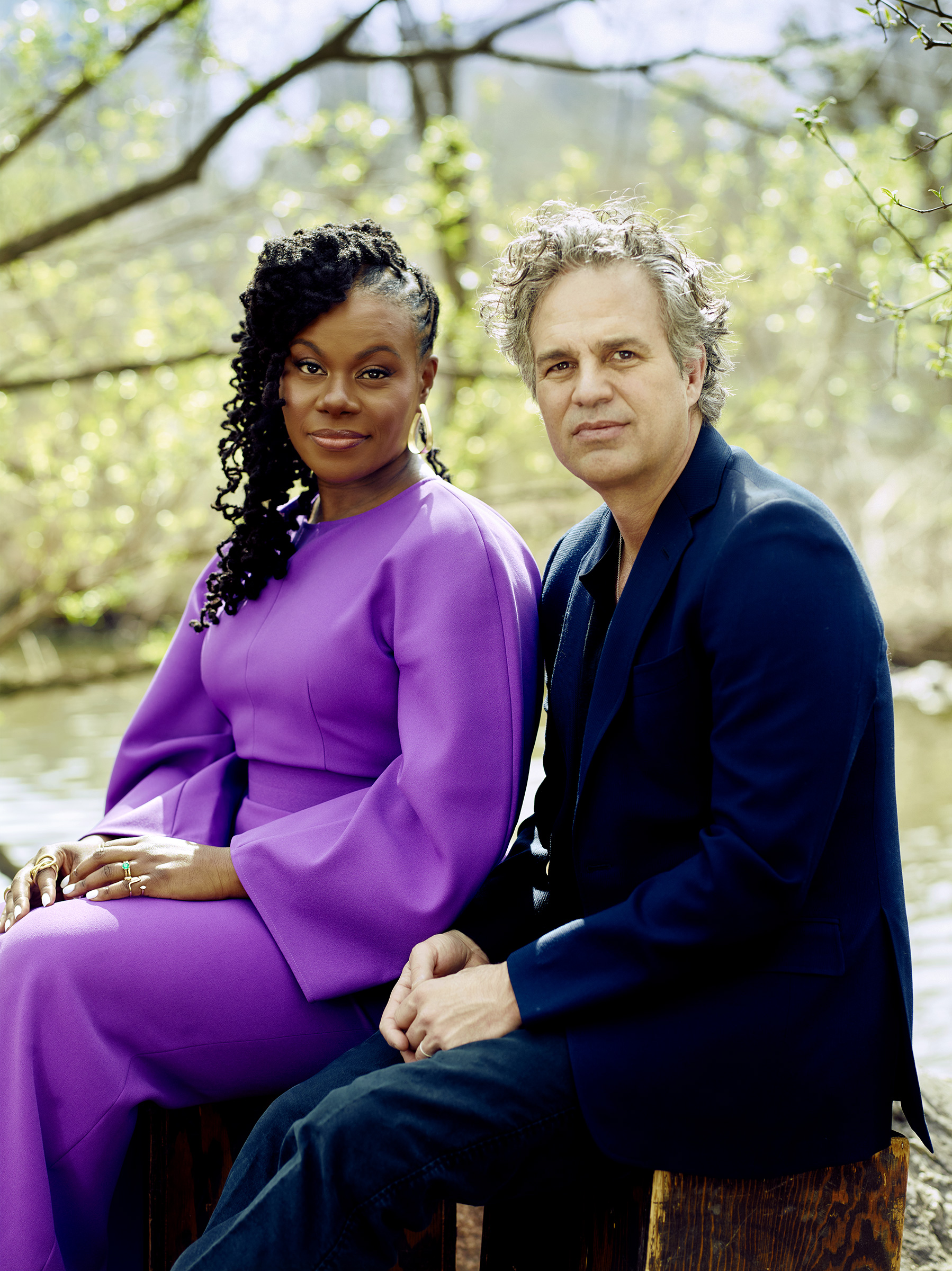 Walton and Ruffalo in Central Park in New York City on April 11 (Caroline Tompkins for TIME)