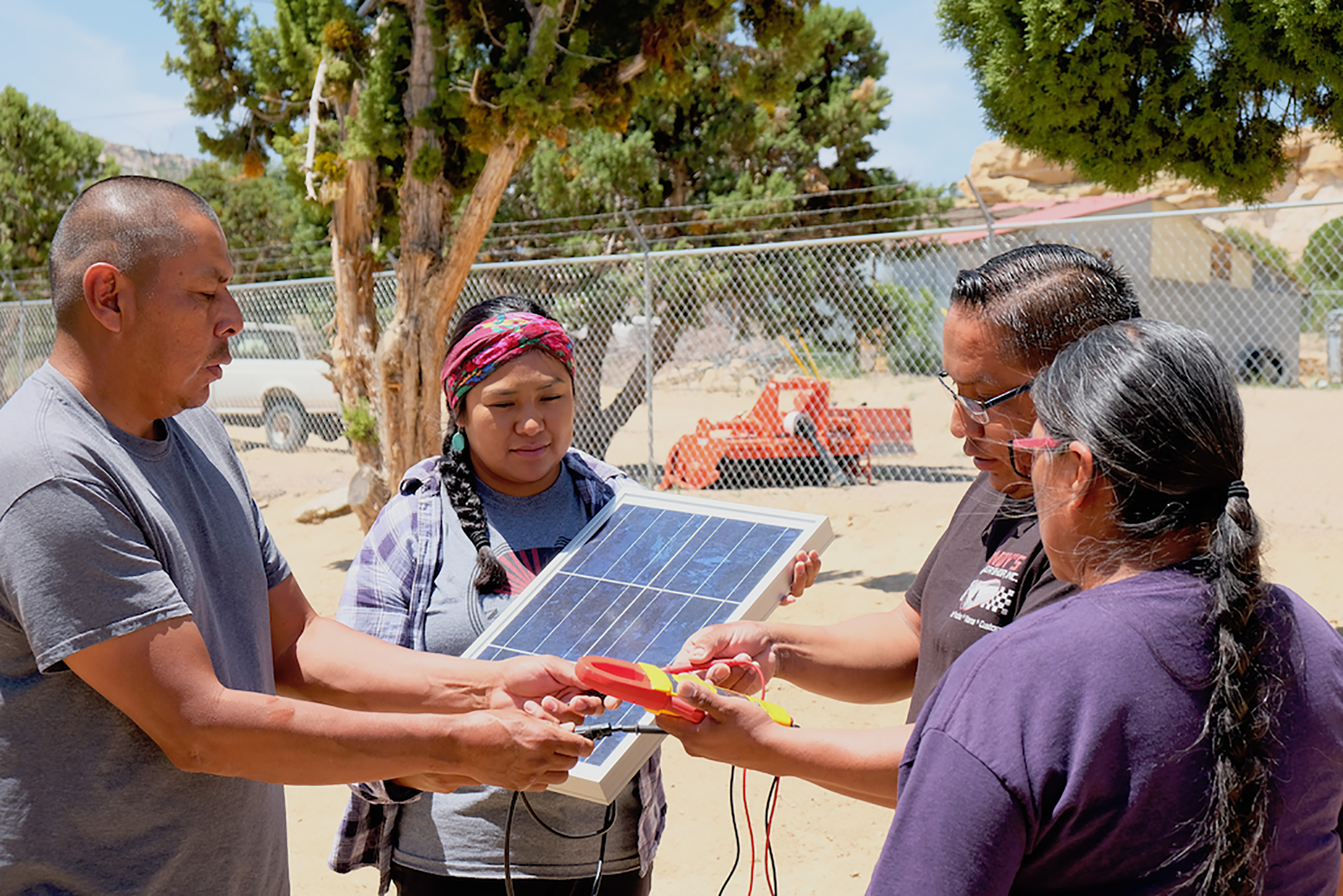 Native Renewables installs solar-power systems to bring electricity to off-the-grid Indigenous families and their homes (Courtesy Native Renewables/The Solutions Project)