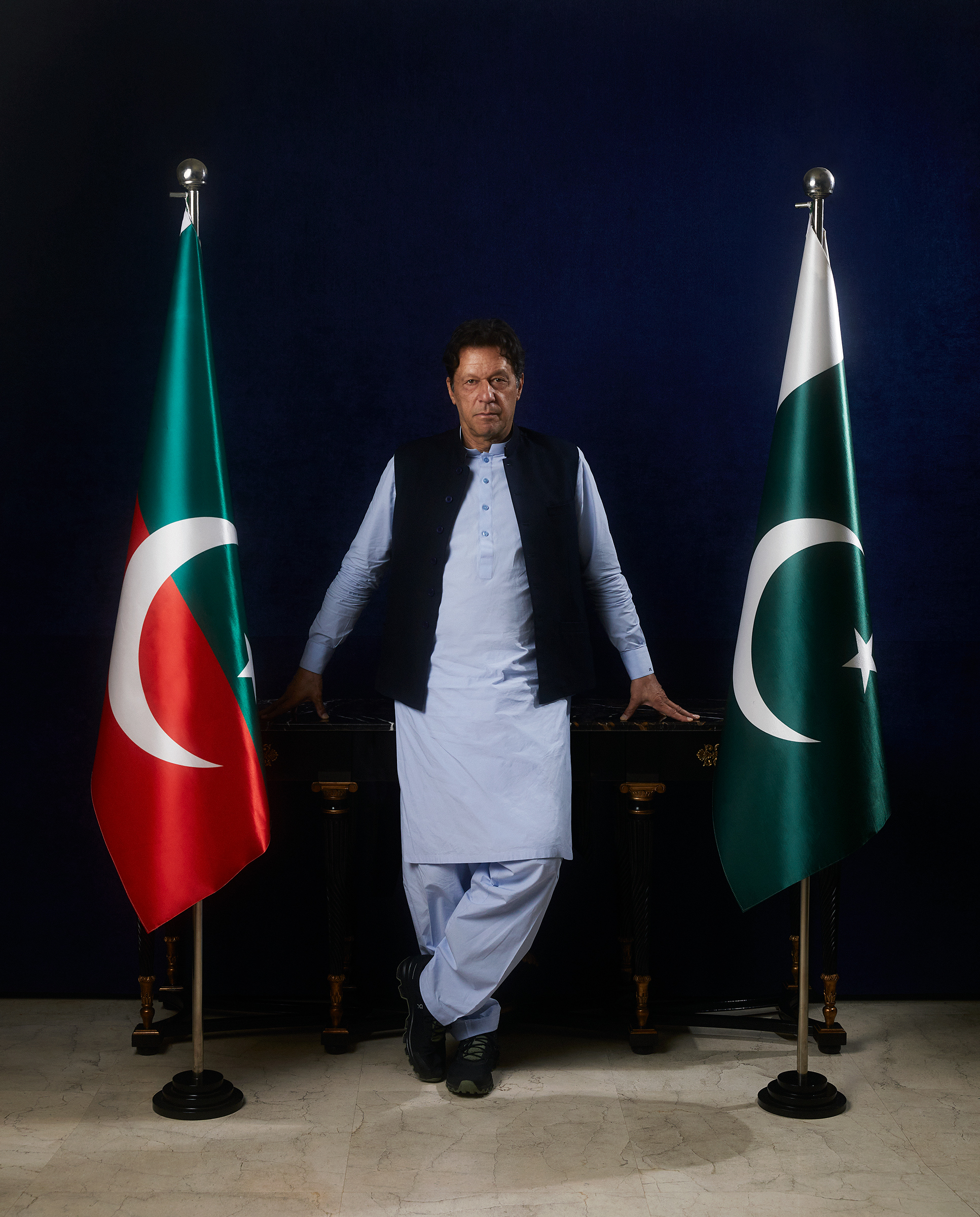 Khan in his Lahore residence on March 28. (Umar Nadeem for TIME)
