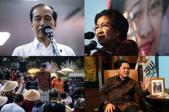 Clockwise from top left: Joko Widodo, Megawati, Ganjar Pranowo, Erick Thohir