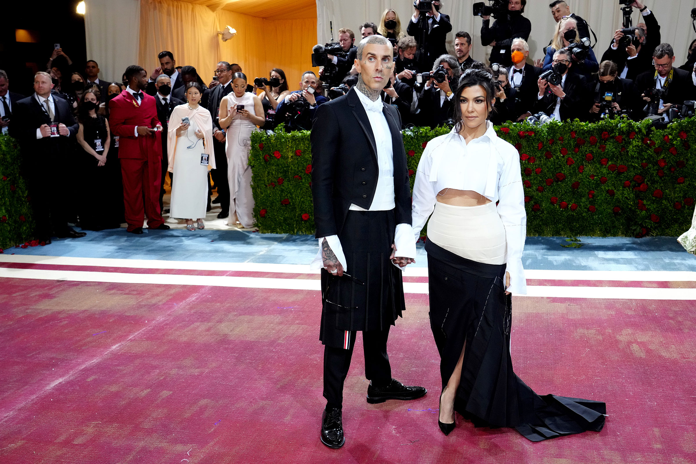 Travis Barker and Kourtney Kardashian attend The 2022 Met Gala celebrating "In America: An Anthology of Fashion."